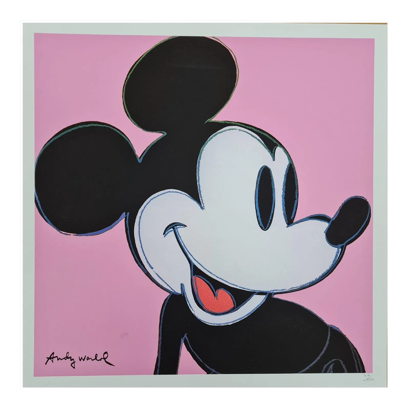 1990s Andy Warhol Mickey Mouse Pink Lithograph