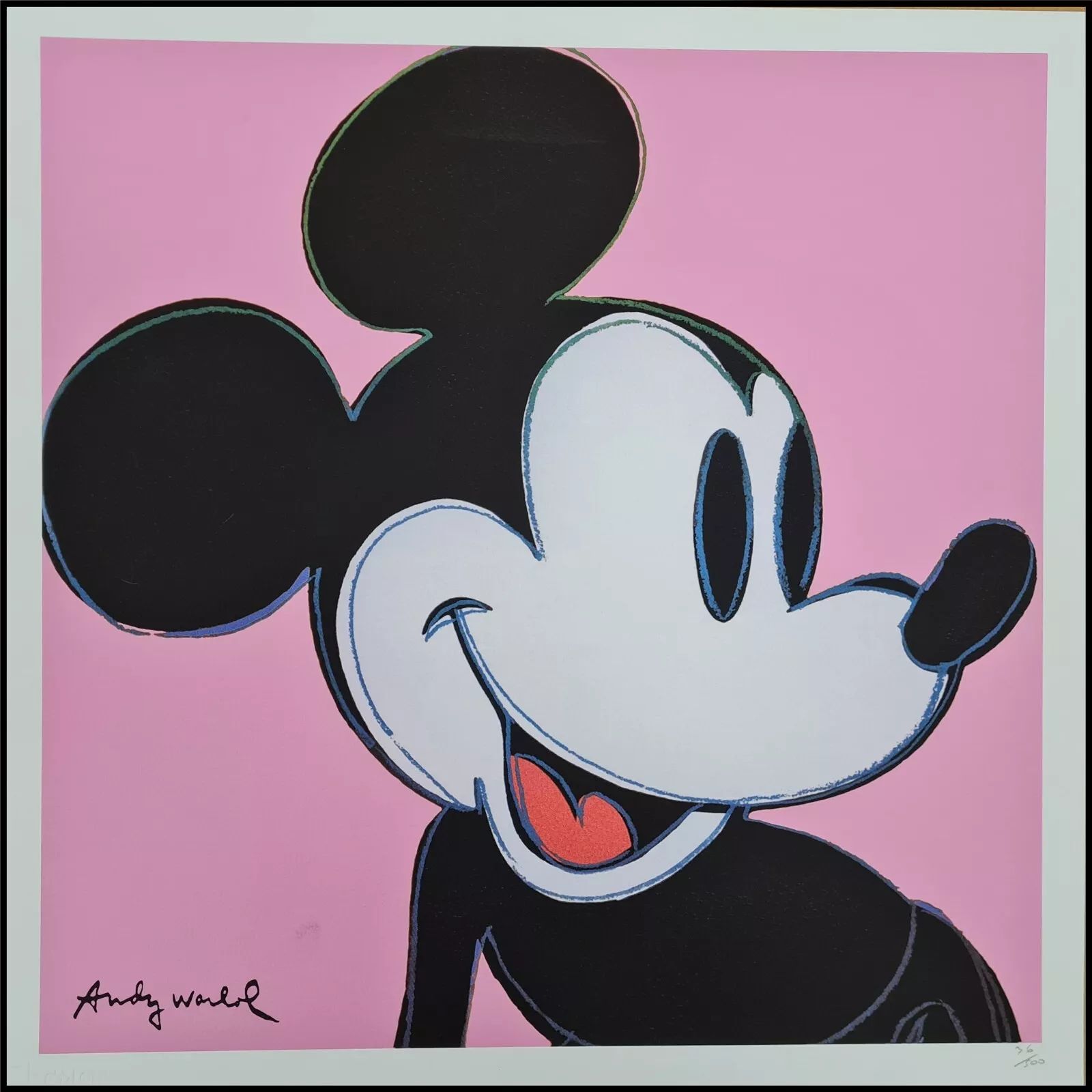1990s Andy Warhol Mickey Mouse Pink Lithograph photo vintage