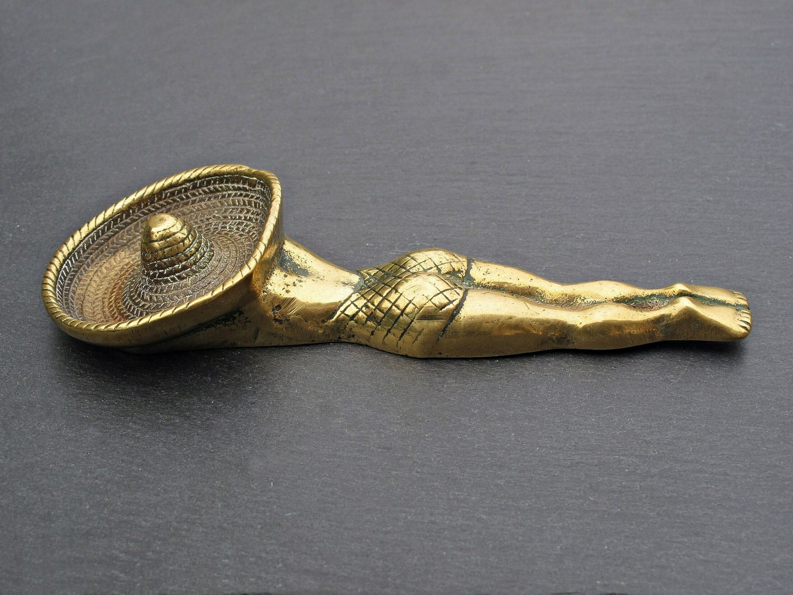 Brass Sunbathing Lady Ashtray   Sunbathing Lady With Sombrero Ashtray photo furniture