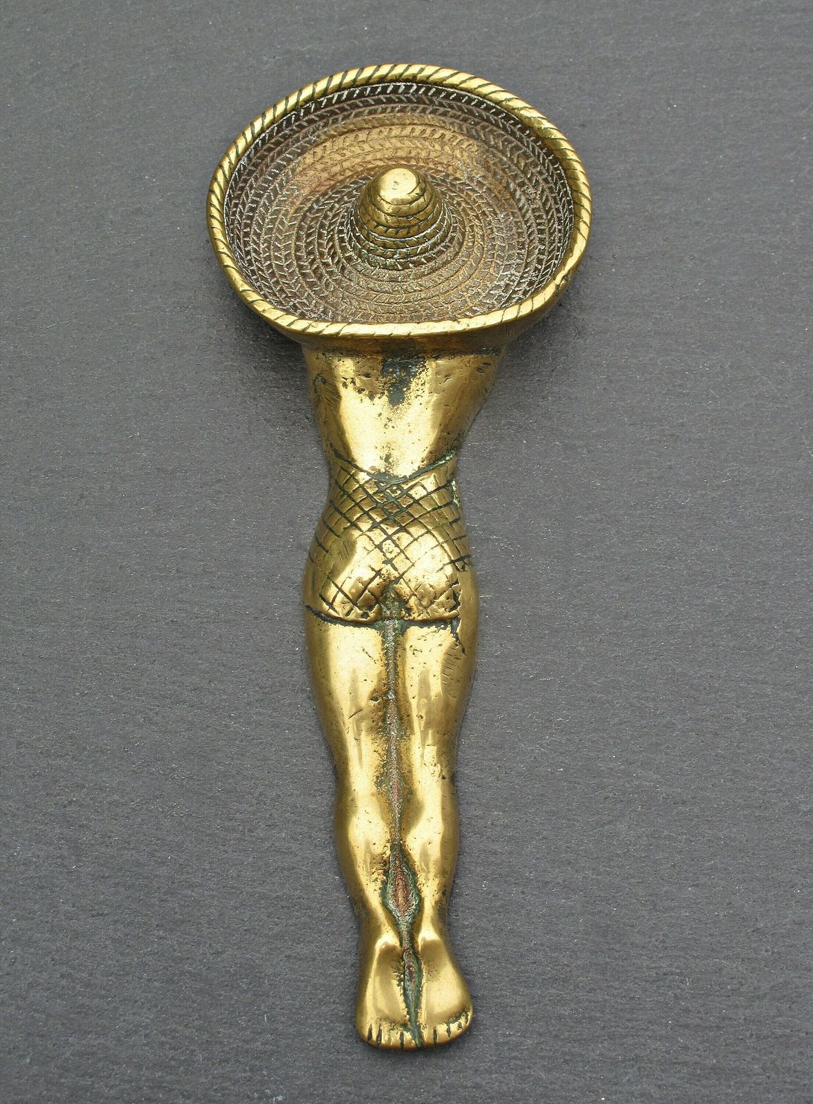 Brass Sunbathing Lady Ashtray   Sunbathing Lady With Sombrero Ashtray photo Home Decor