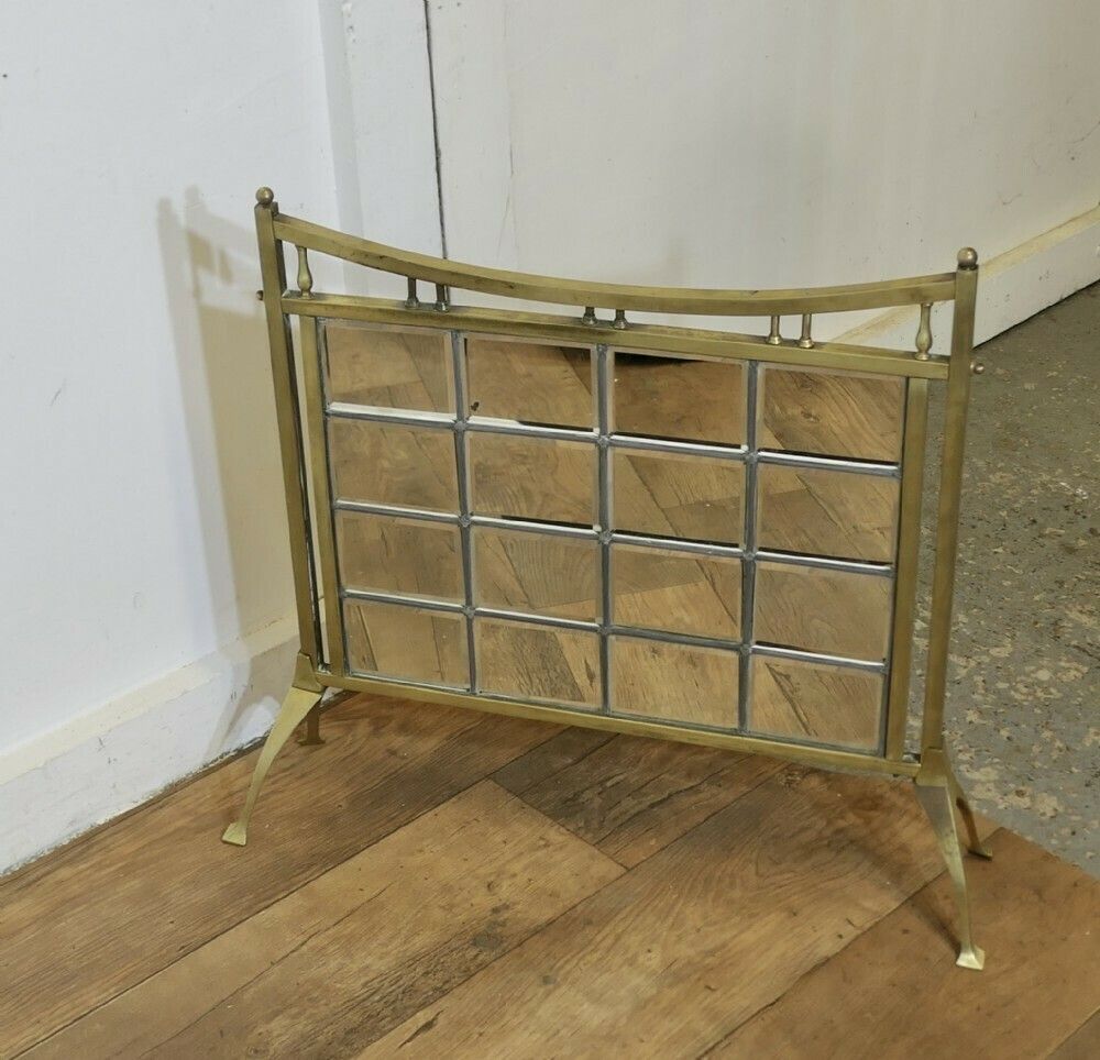 A Victorian Brass And Mirror Arts And Crafts Fire Screen