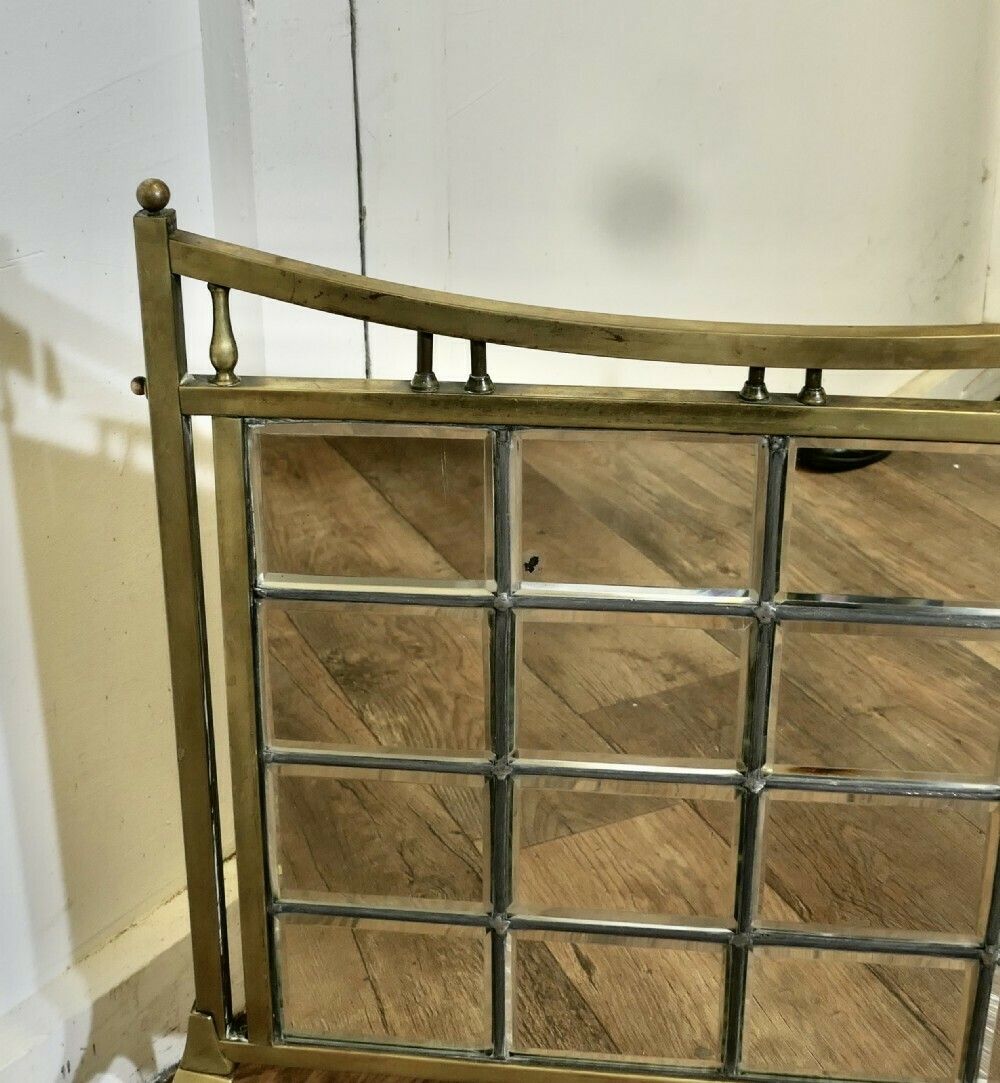 A Victorian Brass And Mirror Arts And Crafts Fire Screen photo Home Fixtures