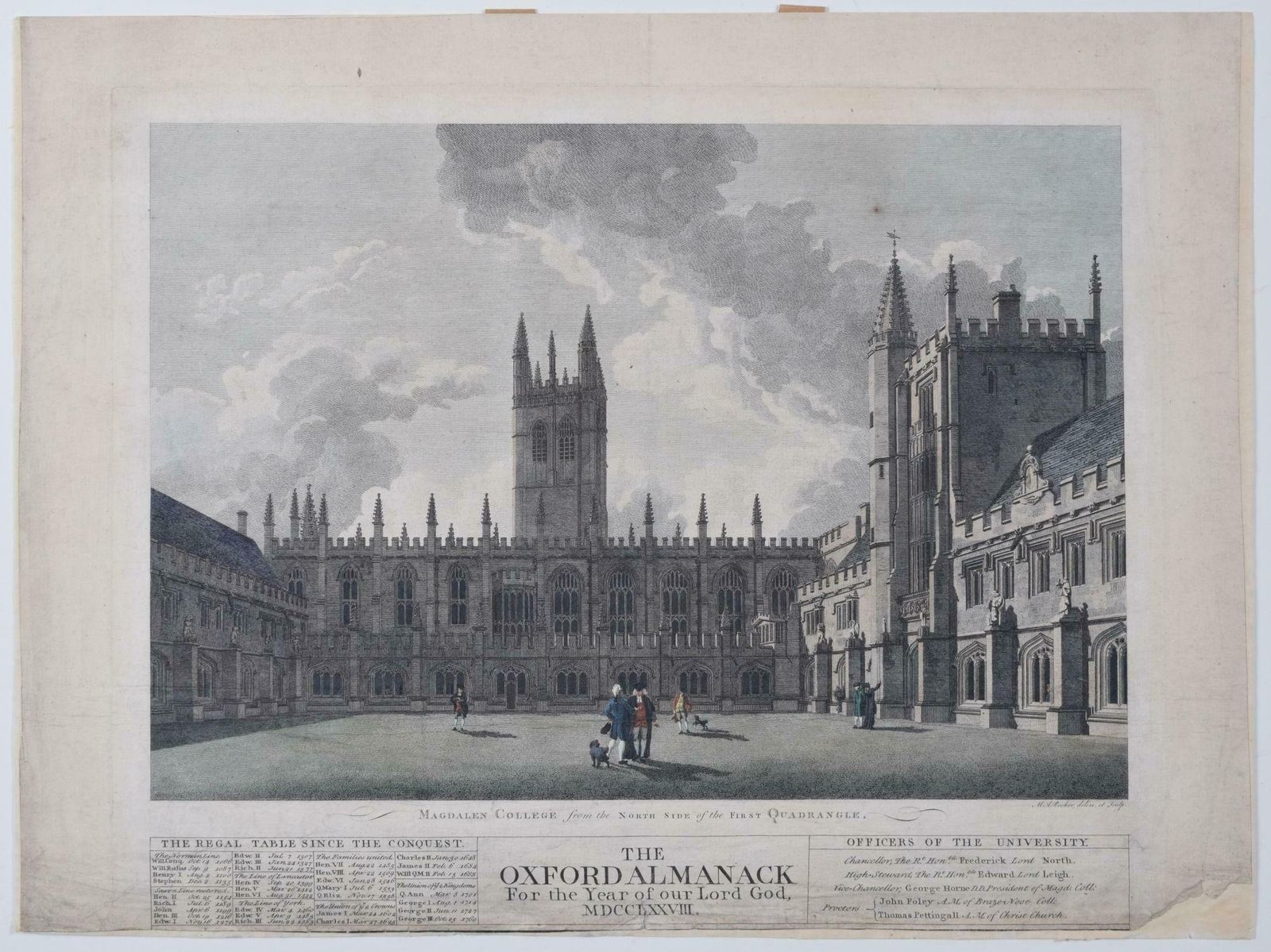 Michael Angelo Rooker Magdalen College Oxford Almanack Engraving By Michael Angelo Rooker 1778 photo furniture