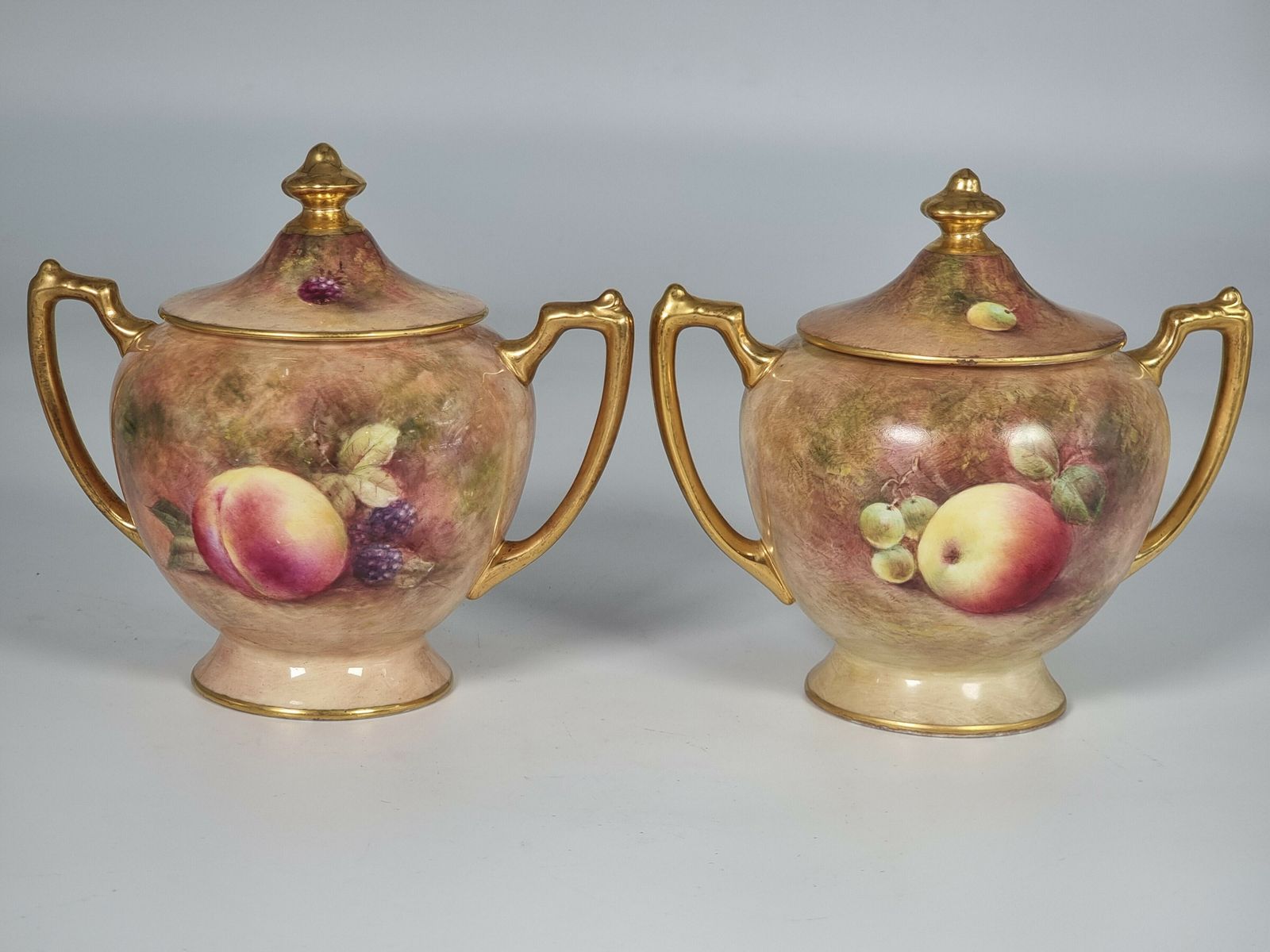 A Pair Of Coalport Vases Hand Painted With Fruit By Richard Budd photo furniture