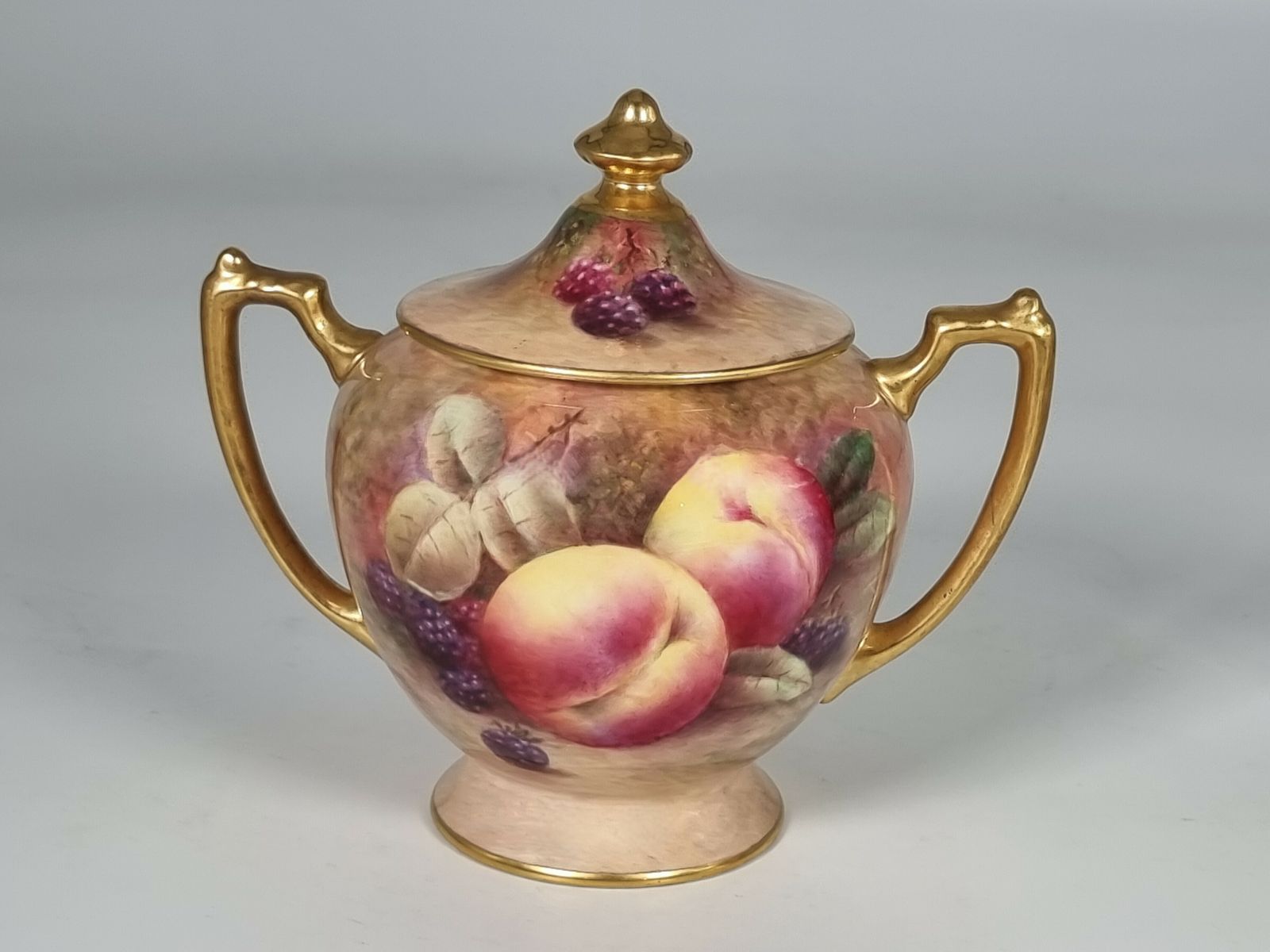 Home Decor A Pair Of Coalport Vases Hand Painted With Fruit By Richard Budd photo