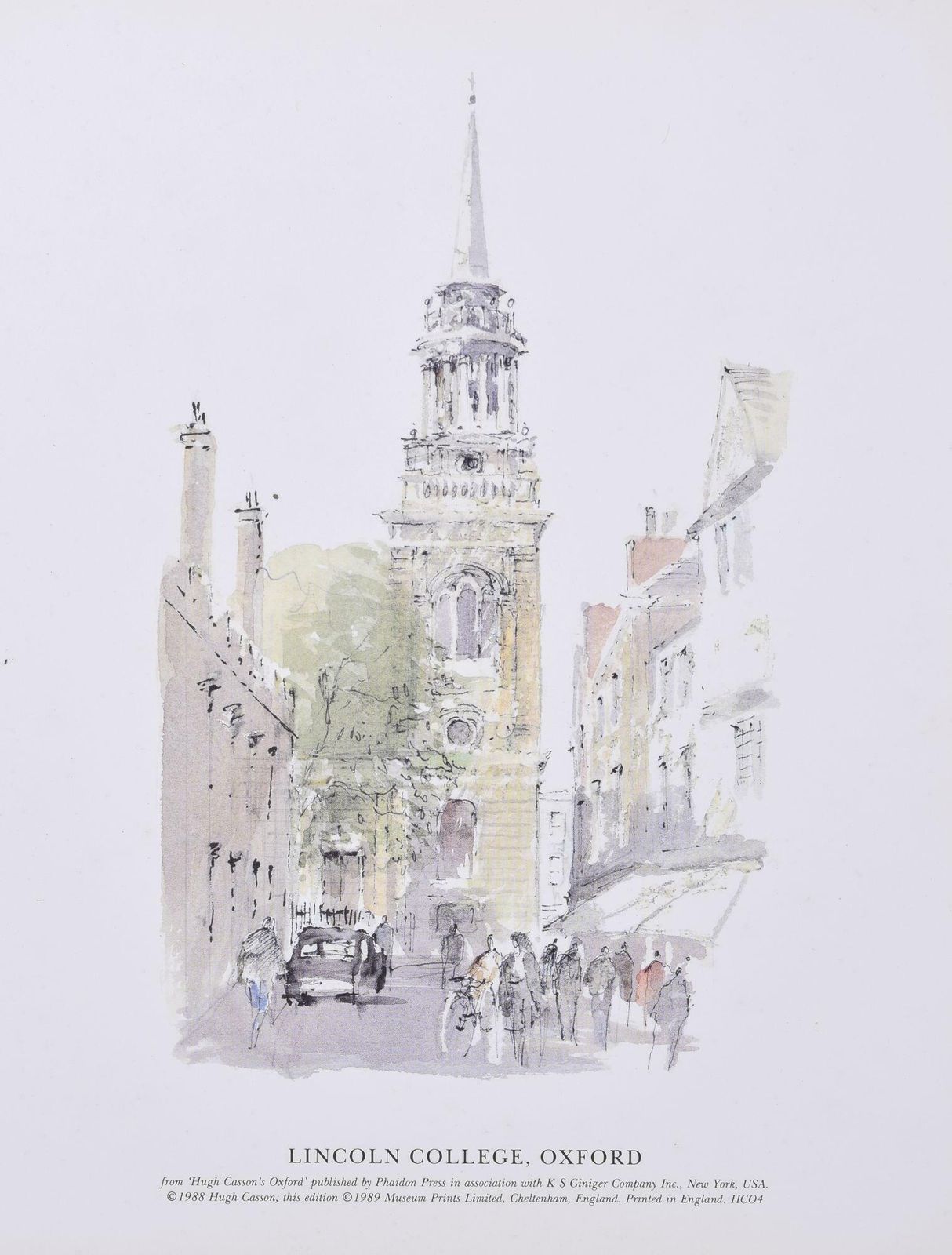 Hugh Casson Lincoln College, Oxford Lithograph By Hugh Casson 1989