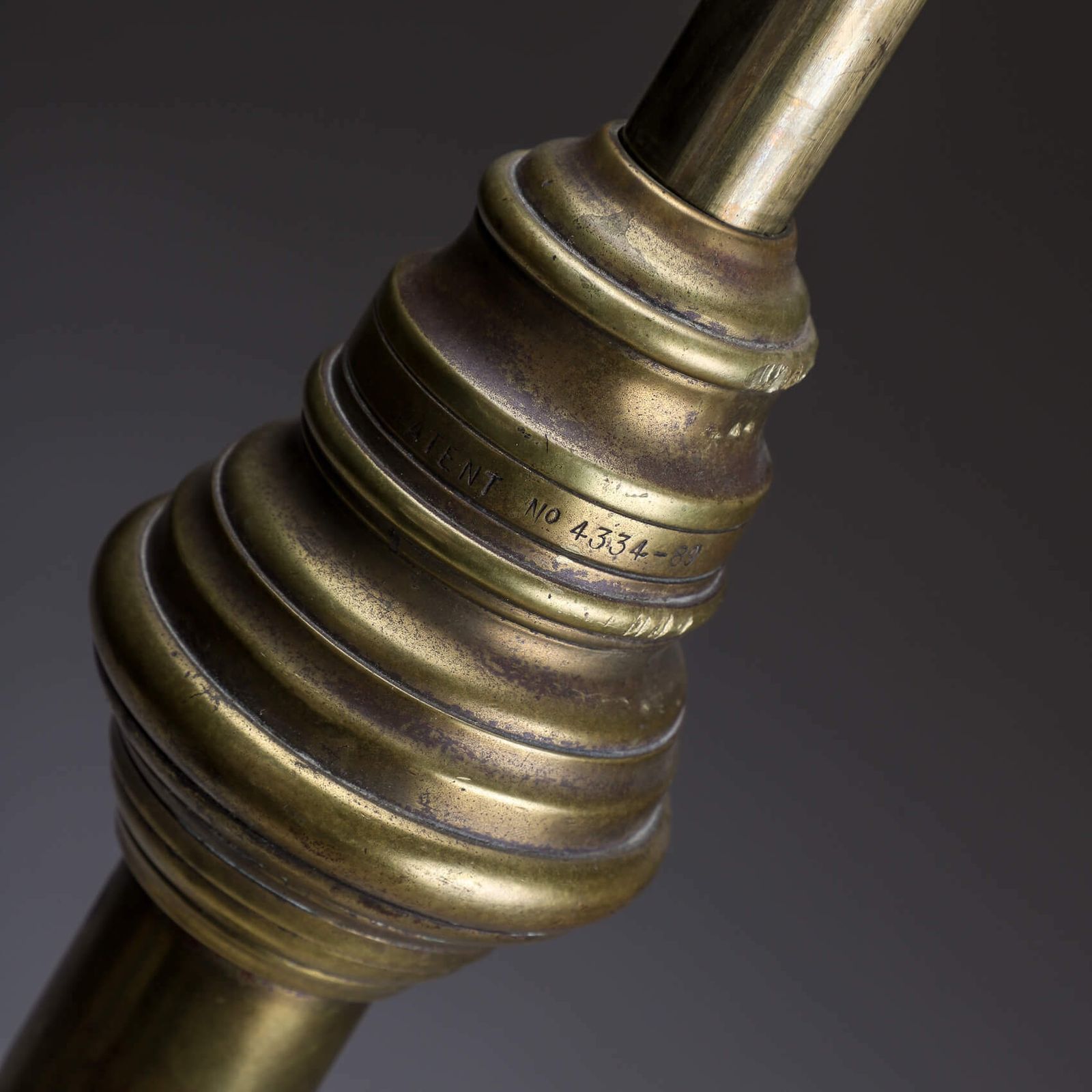 Aged Brass Ornate Floor Lamp, 1800s photo for sale