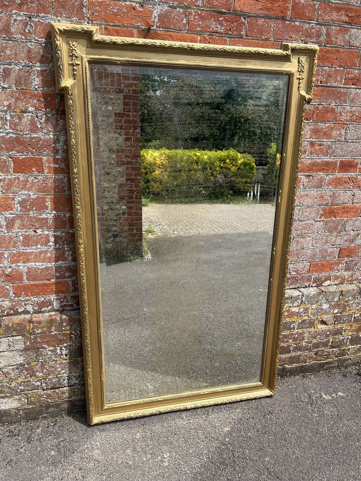 A Superb Large Antique French 19th C Simple Shaped Top Mirror. photo vintage