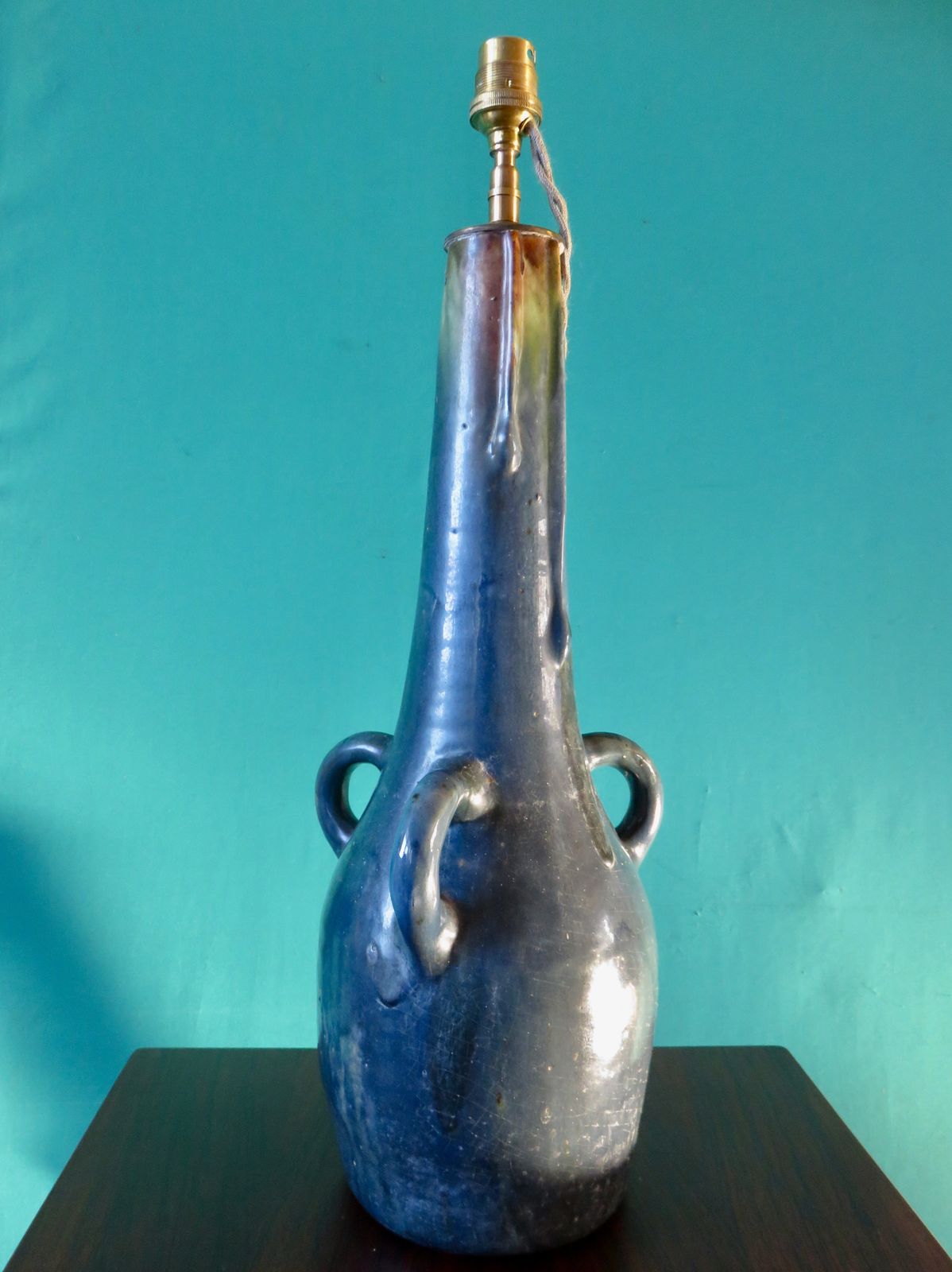 High Table Lamp In Art Nouveau Sandstone, With 3 Handles. France 1920