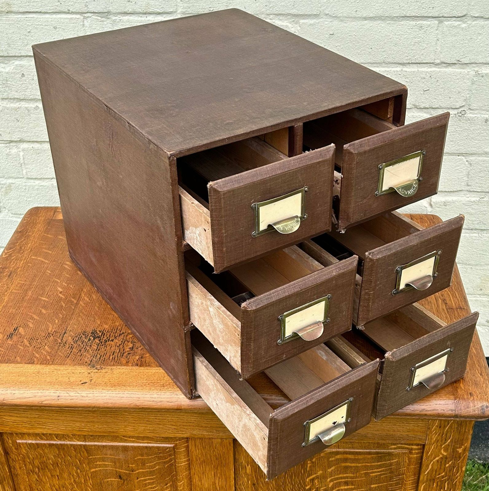 1960s Ply Six Drawer Cabinet Specimen Collectors Library Card Industrial Antique Vintage Haberdashery Storage photo Furniture
