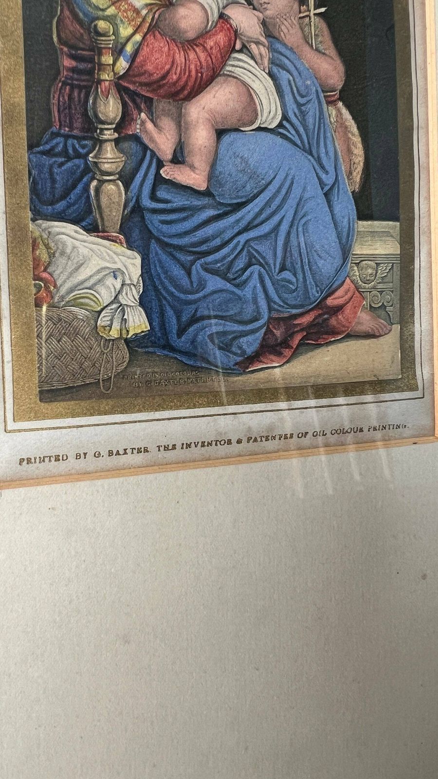 1849 Patented Oil Colour Print By G. Baxter After Raphael Madonna Of The Chair photo Art