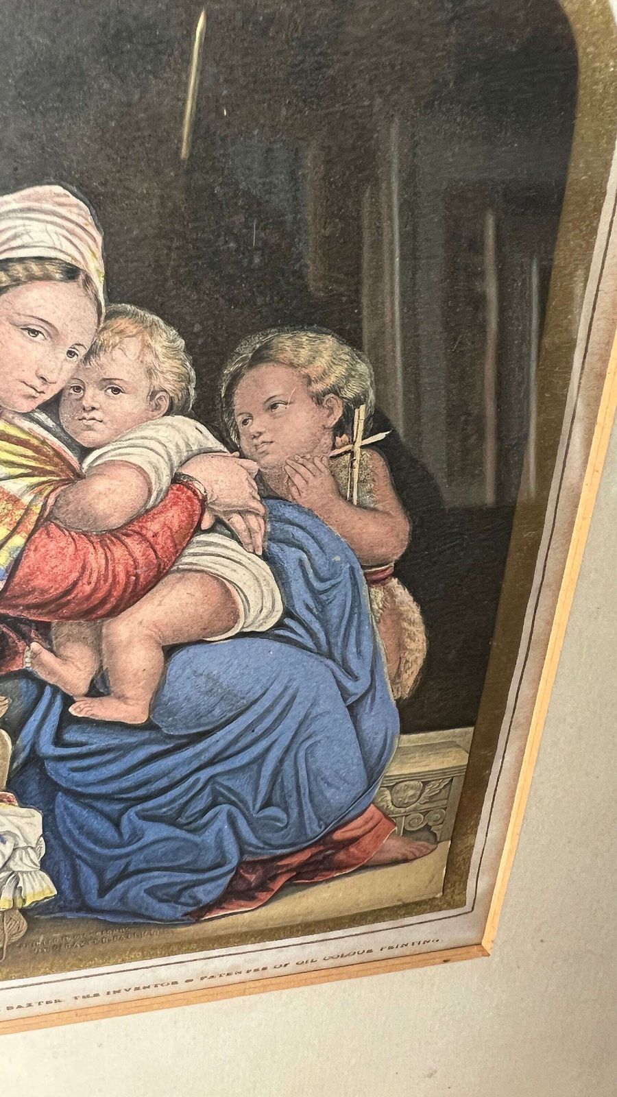 1849 Patented Oil Colour Print By G. Baxter After Raphael Madonna Of The Chair photo vinterior