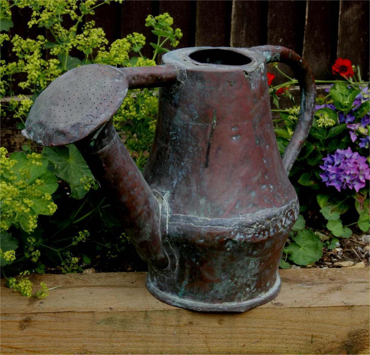 Beautiful Large Rose French Copper Arrosoir. Garden Watering Can. C1800.