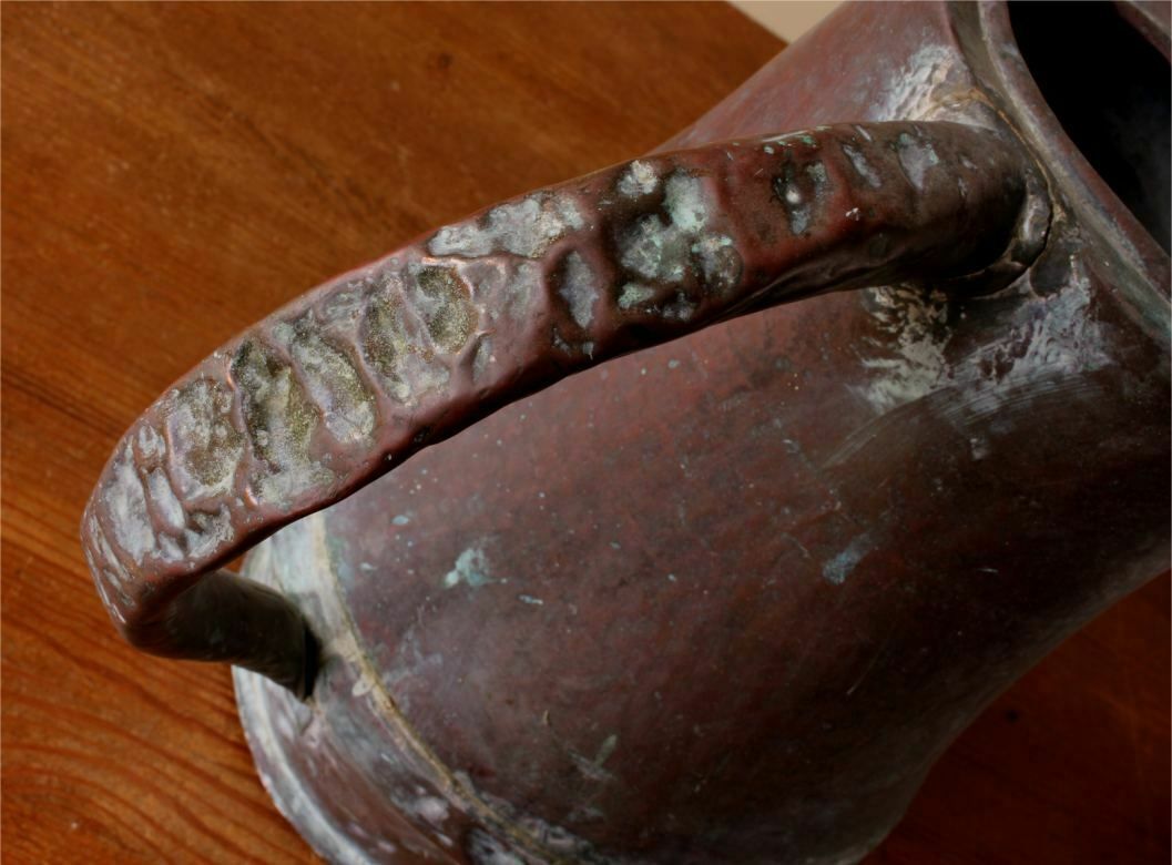 Garden Decor Beautiful Large Rose French Copper Arrosoir. Garden Watering Can. C1800. photo