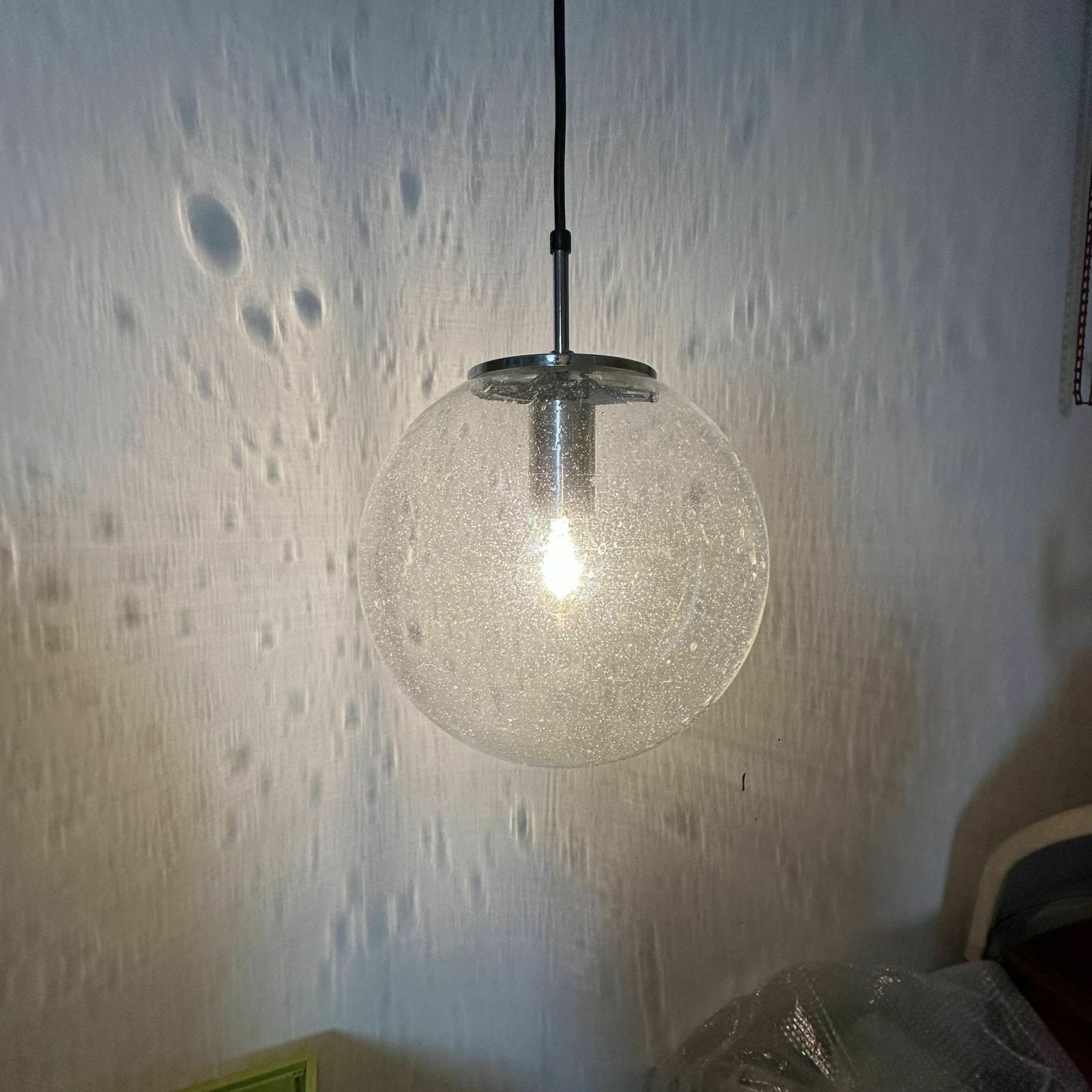 Large Limburg Glashütte Hanging Lamp Globe 1970s Germany photo Lighting
