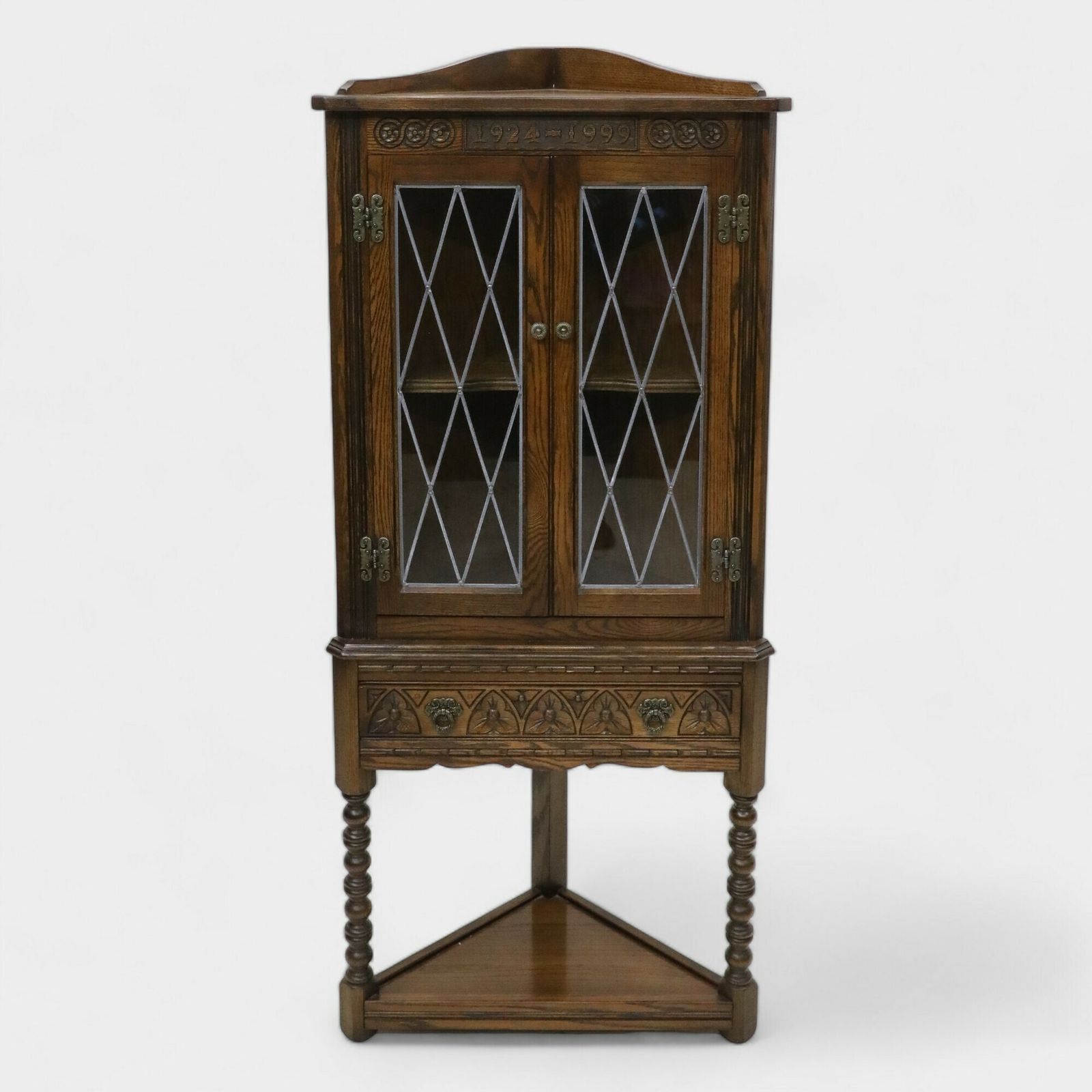 Old Charm 75 Anniversary Corner Display Cabinet Light Oak Free Uk Delivery