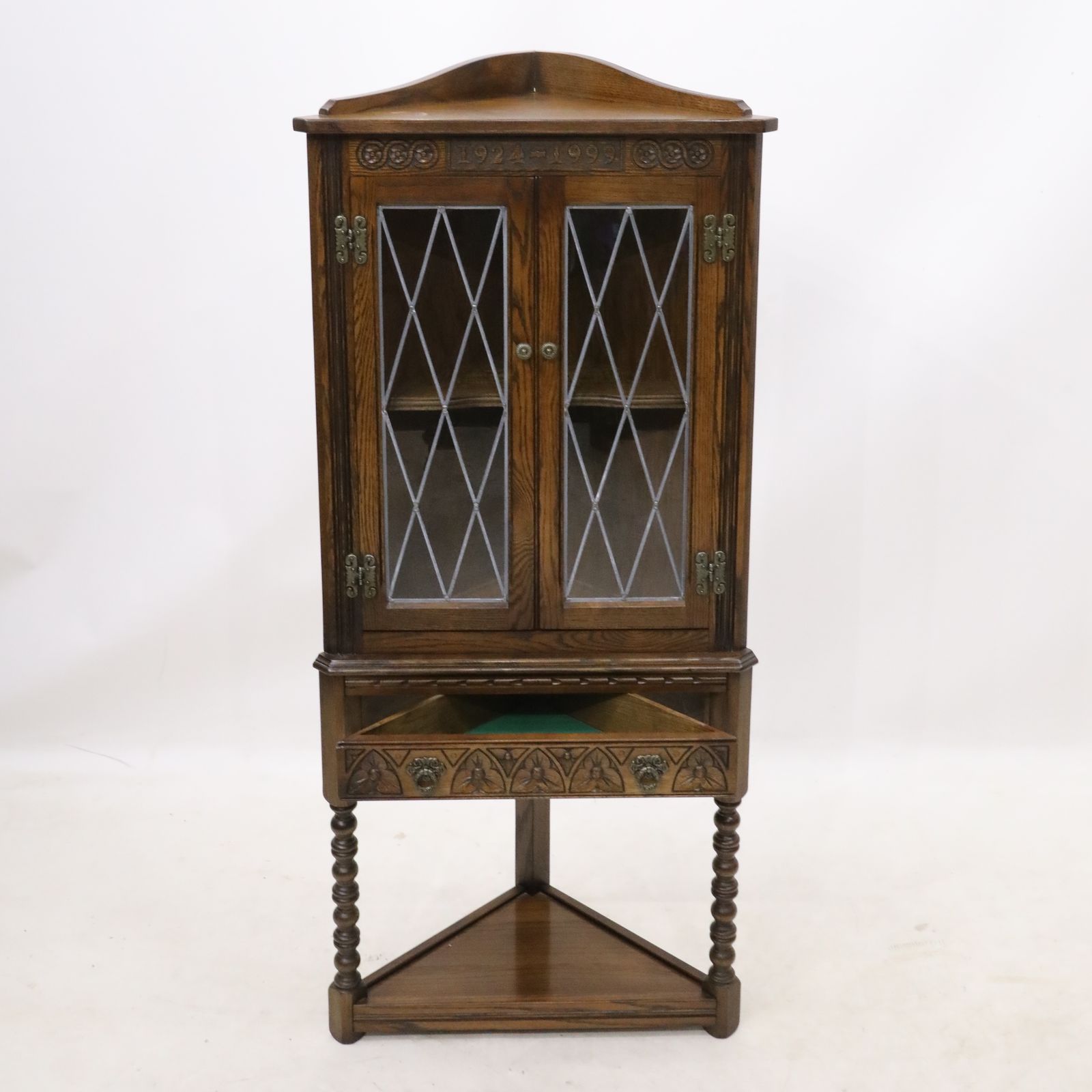 Old Charm 75 Anniversary Corner Display Cabinet Light Oak Free Uk Delivery photo Furniture