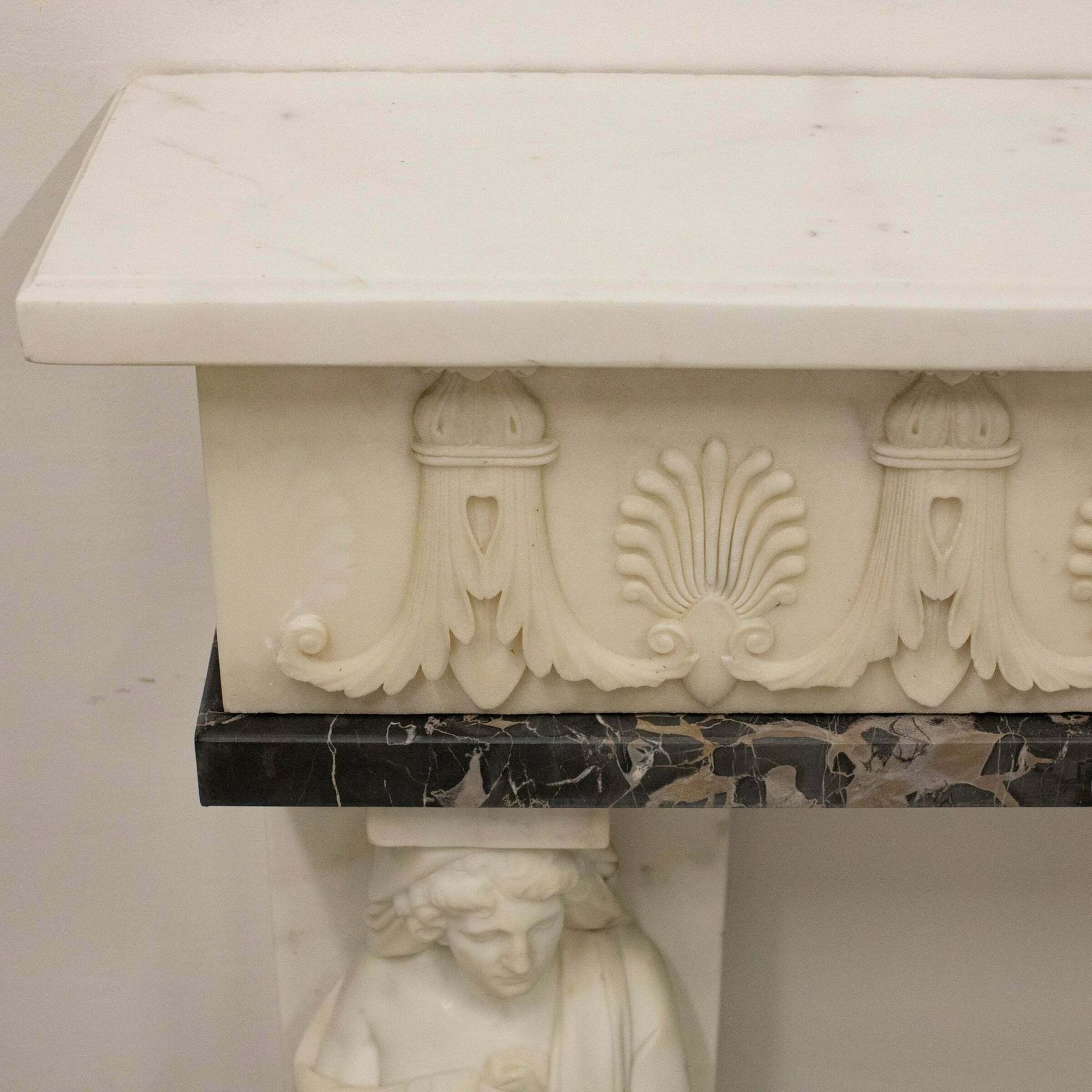 Antique Greek Revival Statuary Marble Fireplace photo for sale