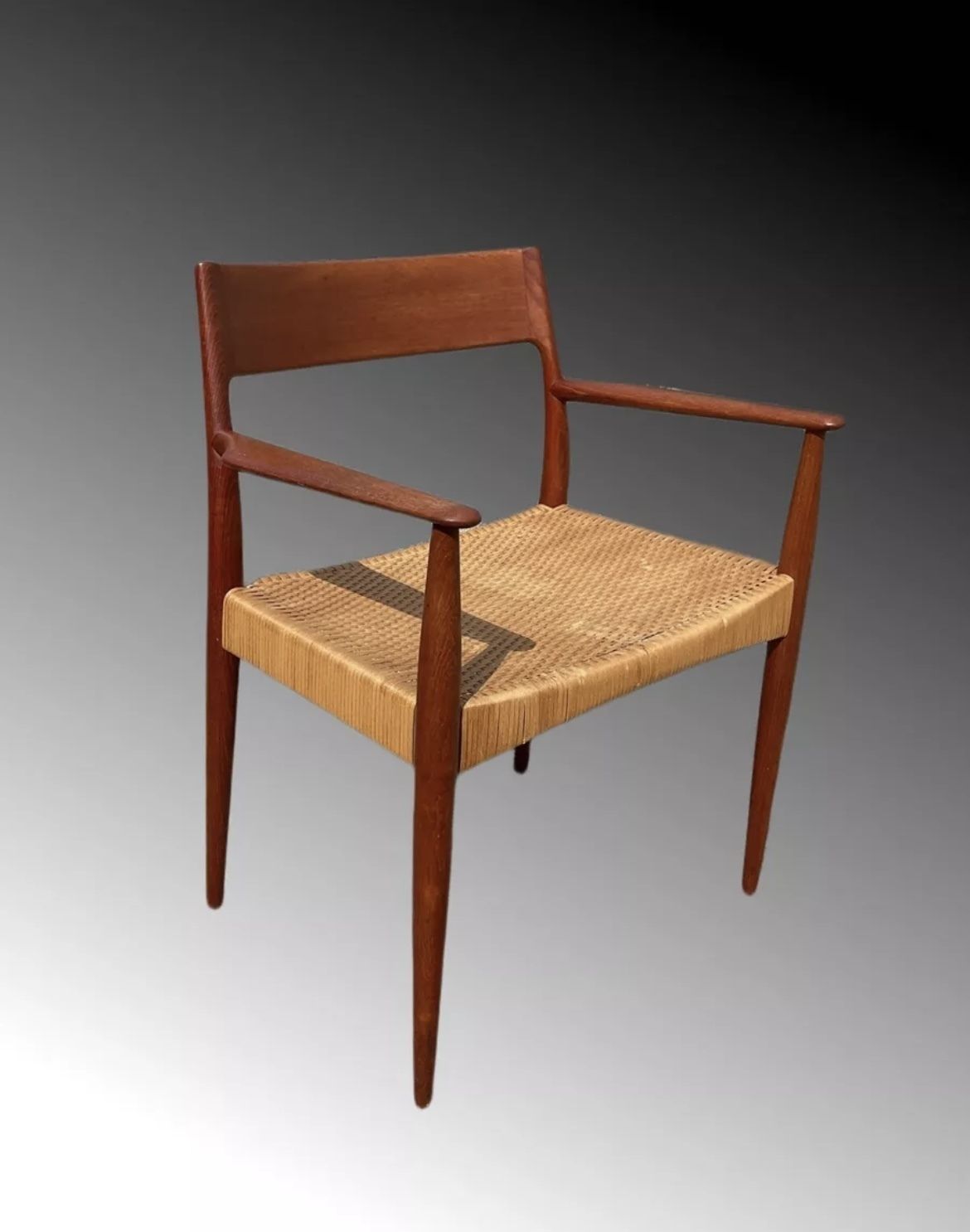 Danish Modern Chair By Enjar Larsen & Bender Madsen For Willy Beck, Mid Century Style photo vintage