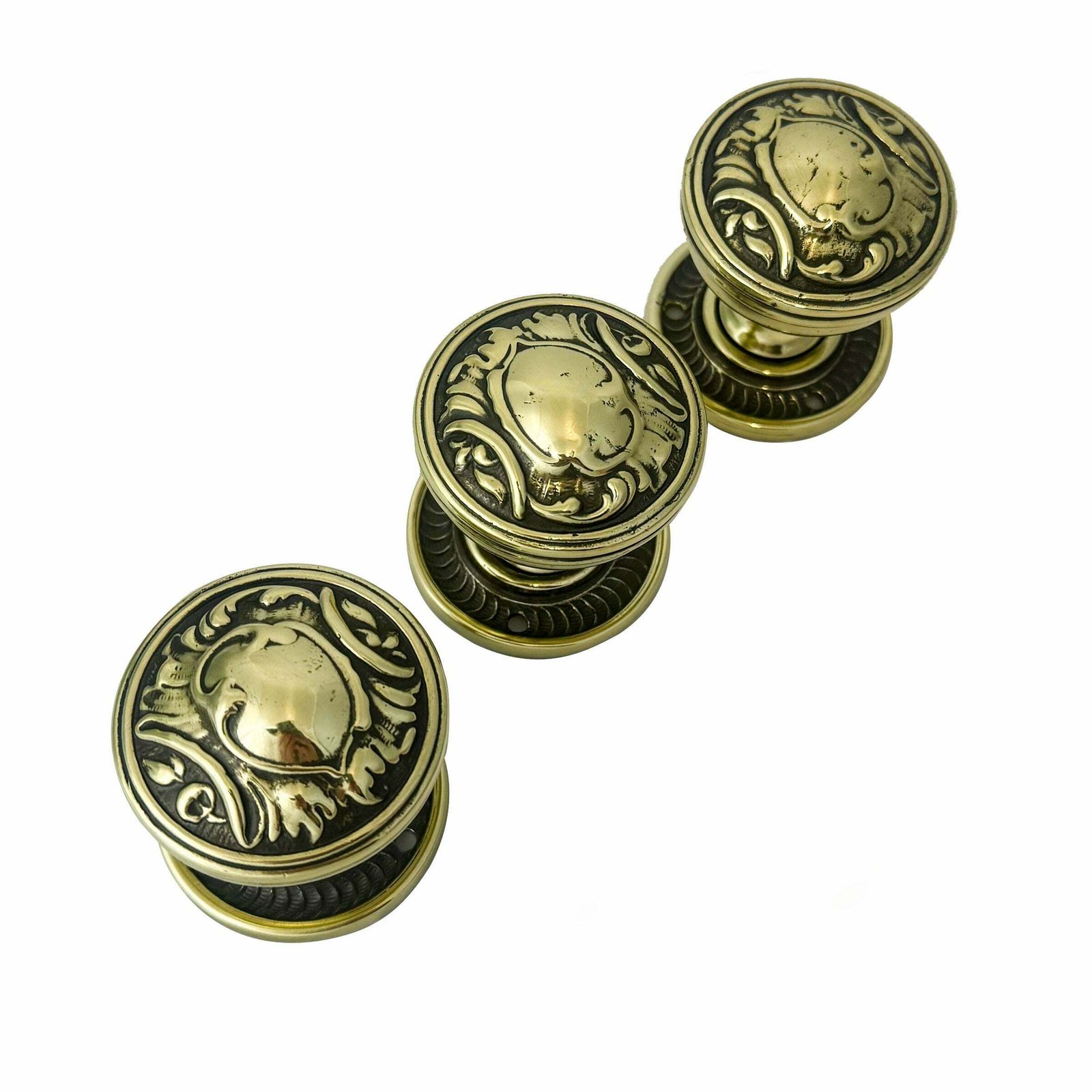 Art Nouveau Brass Door Pull Handles | Set Of 8