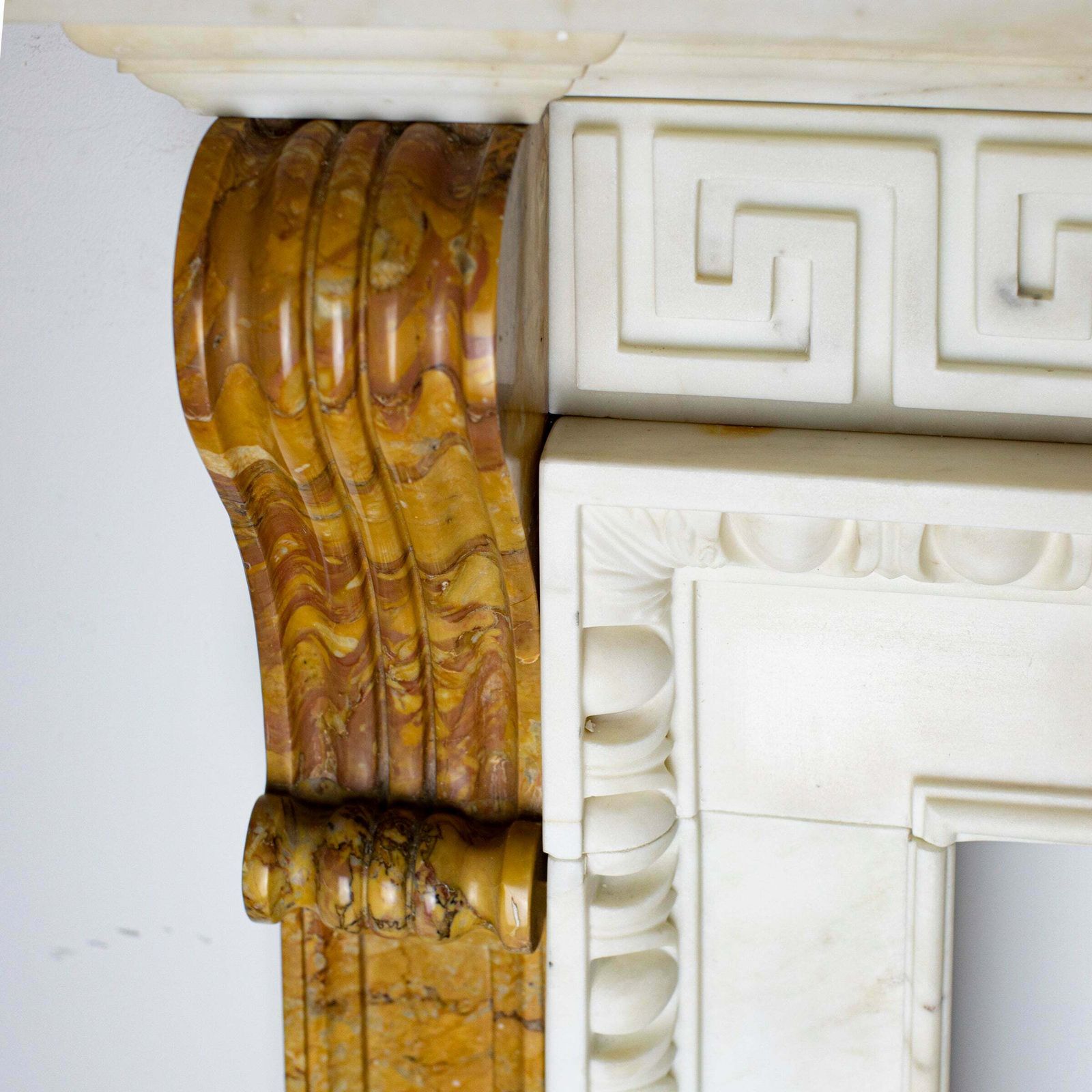 Antique Neo Classical Georgian Carrara & Sienna Marble Fireplace Surround photo vinterior