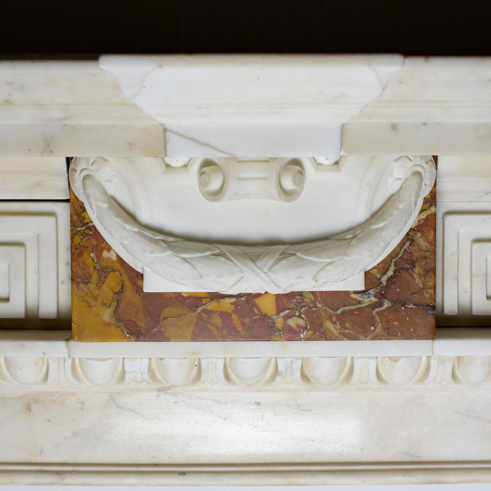 Antique Neo Classical Georgian Carrara & Sienna Marble Fireplace Surround photo vintage