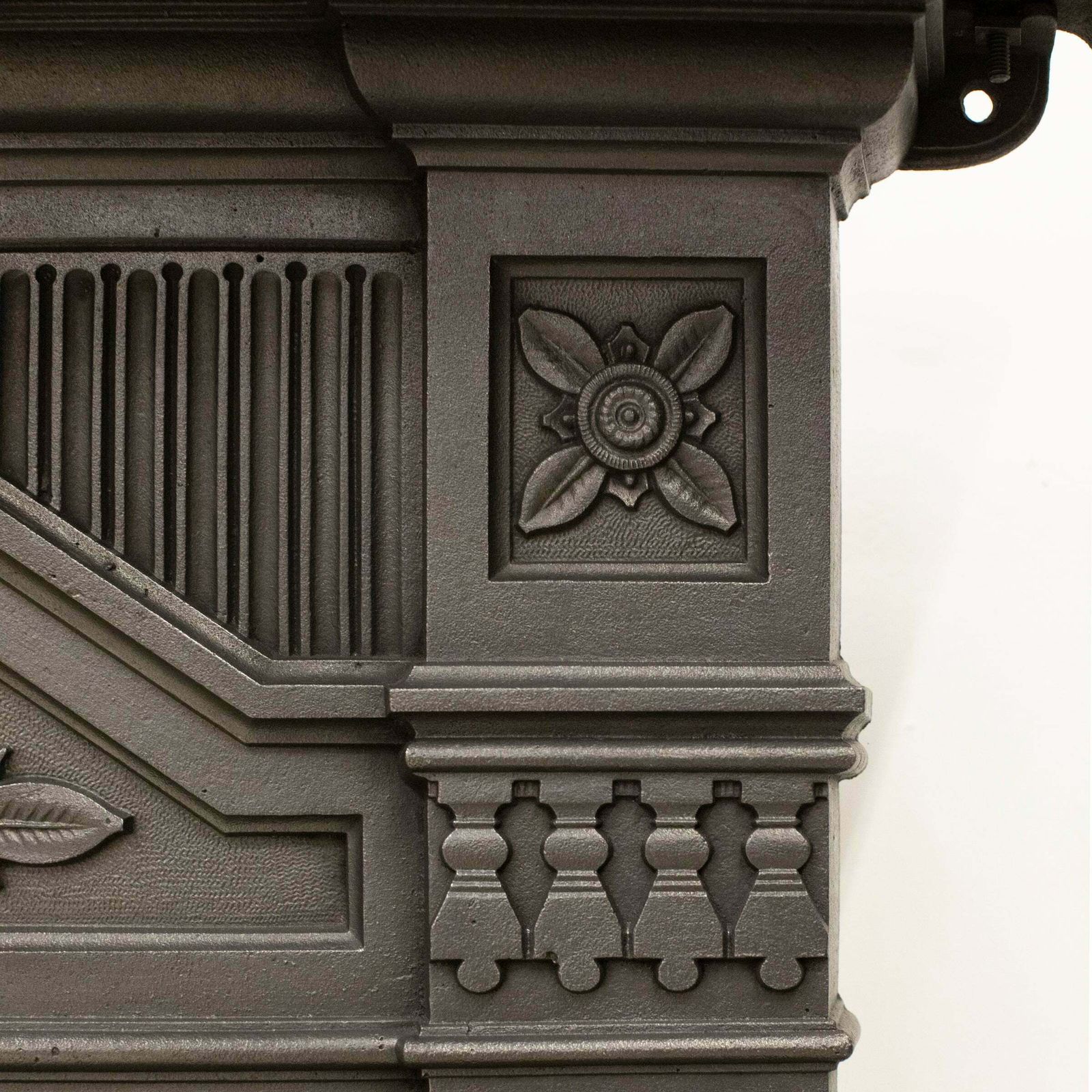 Antique Cast Iron Combination Fireplace With Sunflowers photo furniture