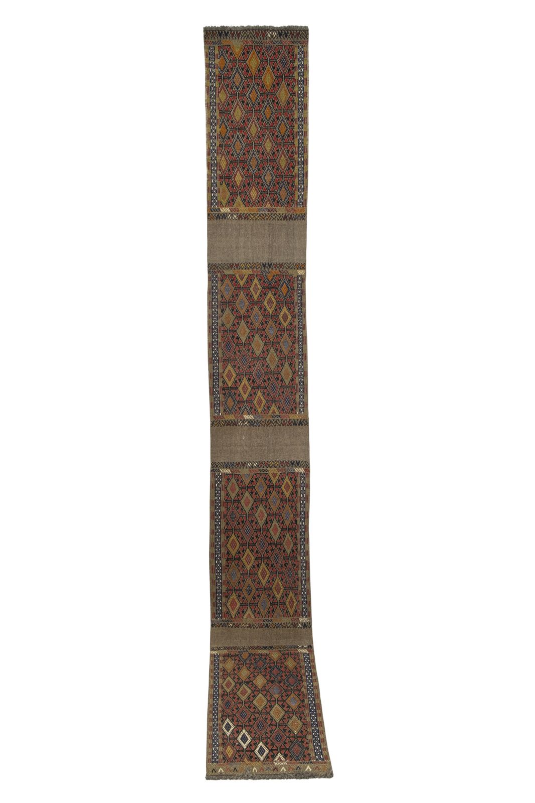 Vintage Long And Narrow Turkish Jajim Kilim Runner 1'9" X 12'12" photo furniture