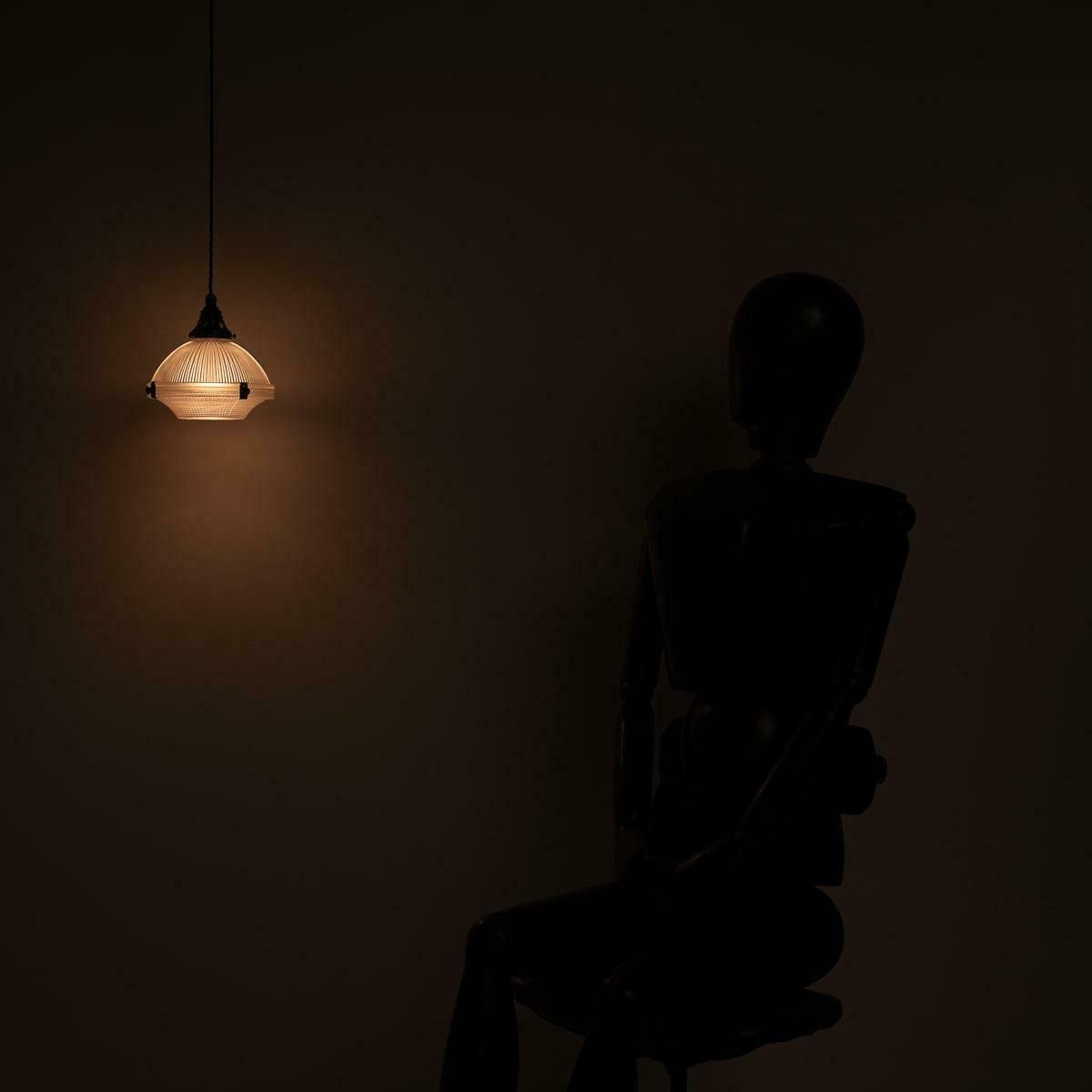 Small Reclaimed Holophane Two Part Pendant Light photo Lighting