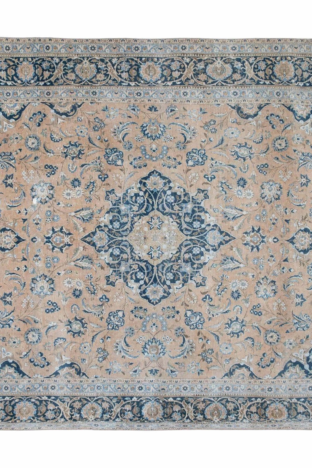 Vintage Handknotted Oversize Blue Turkish Rug photo Textiles
