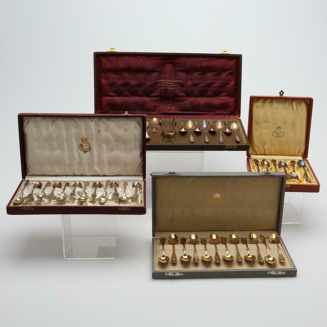 Home Decor Exclusive Tea Coffee Spoons, 47 Pcs. Sterling Silver & Rare Collection 4 Set Box photo