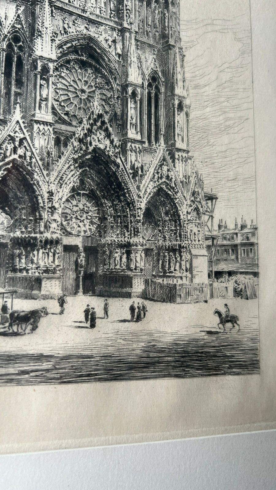 1883 Etching Of The Cathedral Of Notre Dame Of Reims By Henri Toussaint photo Art
