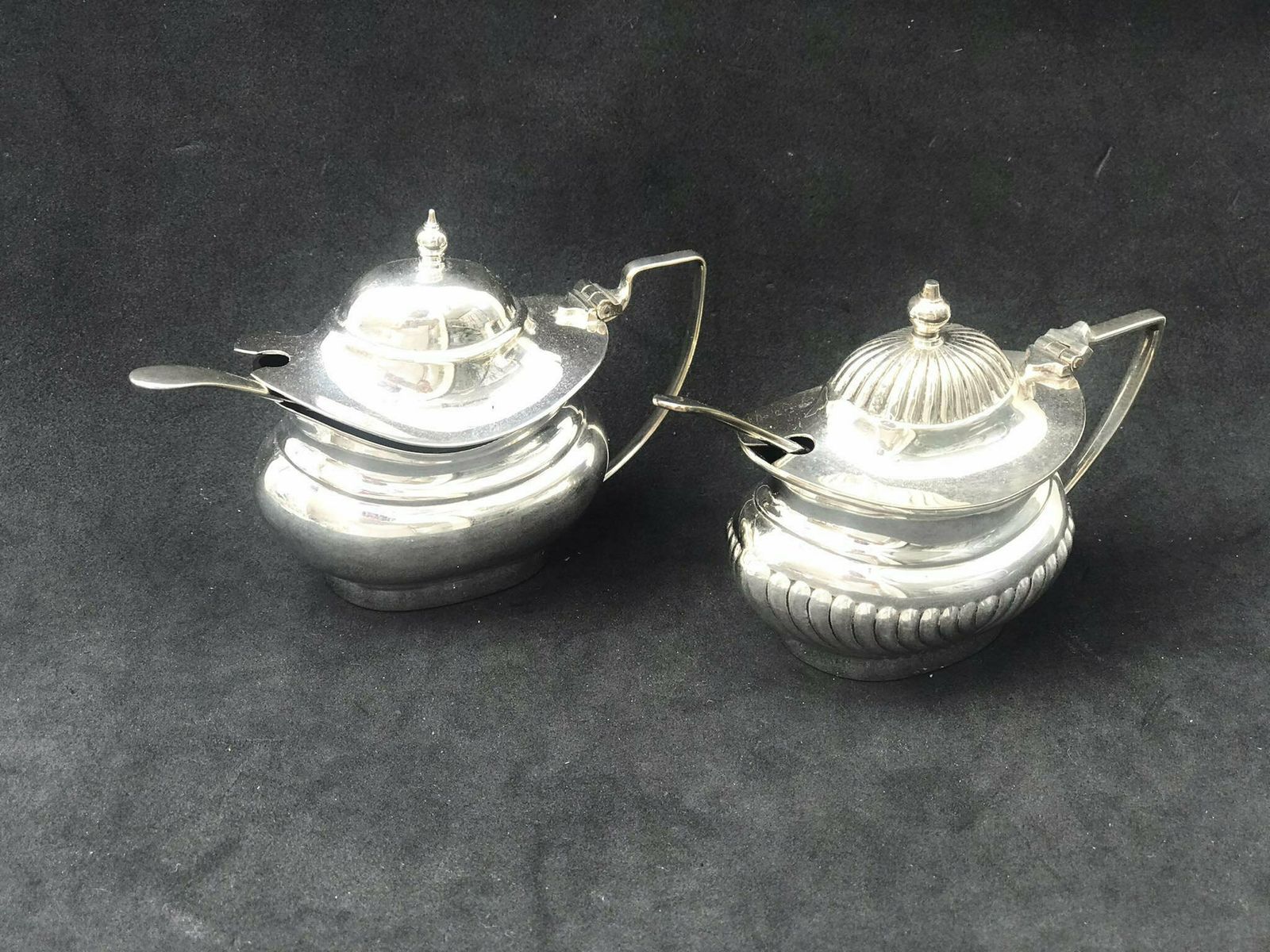 photo for sale Victorian Salt And Pepper Cellars With Lid And Glass Insert Condiment Set Gift For Couple Wedding Antique Gift English Silver Plated
