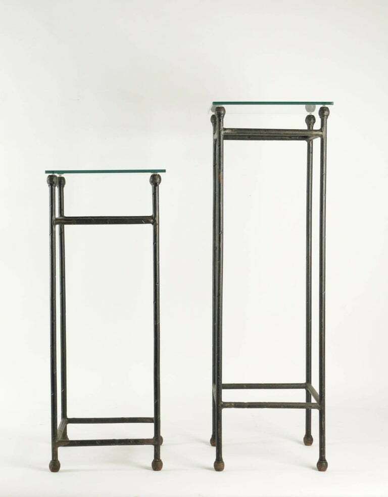 Two Consoles In Wrought Iron Under Glass In An Industrial Style 20th Century photo furniture