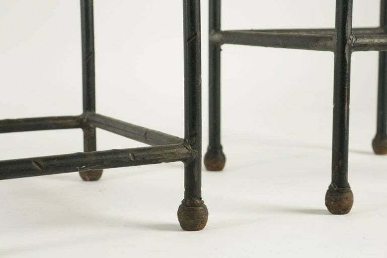 Two Consoles In Wrought Iron Under Glass In An Industrial Style 20th Century photo Furniture