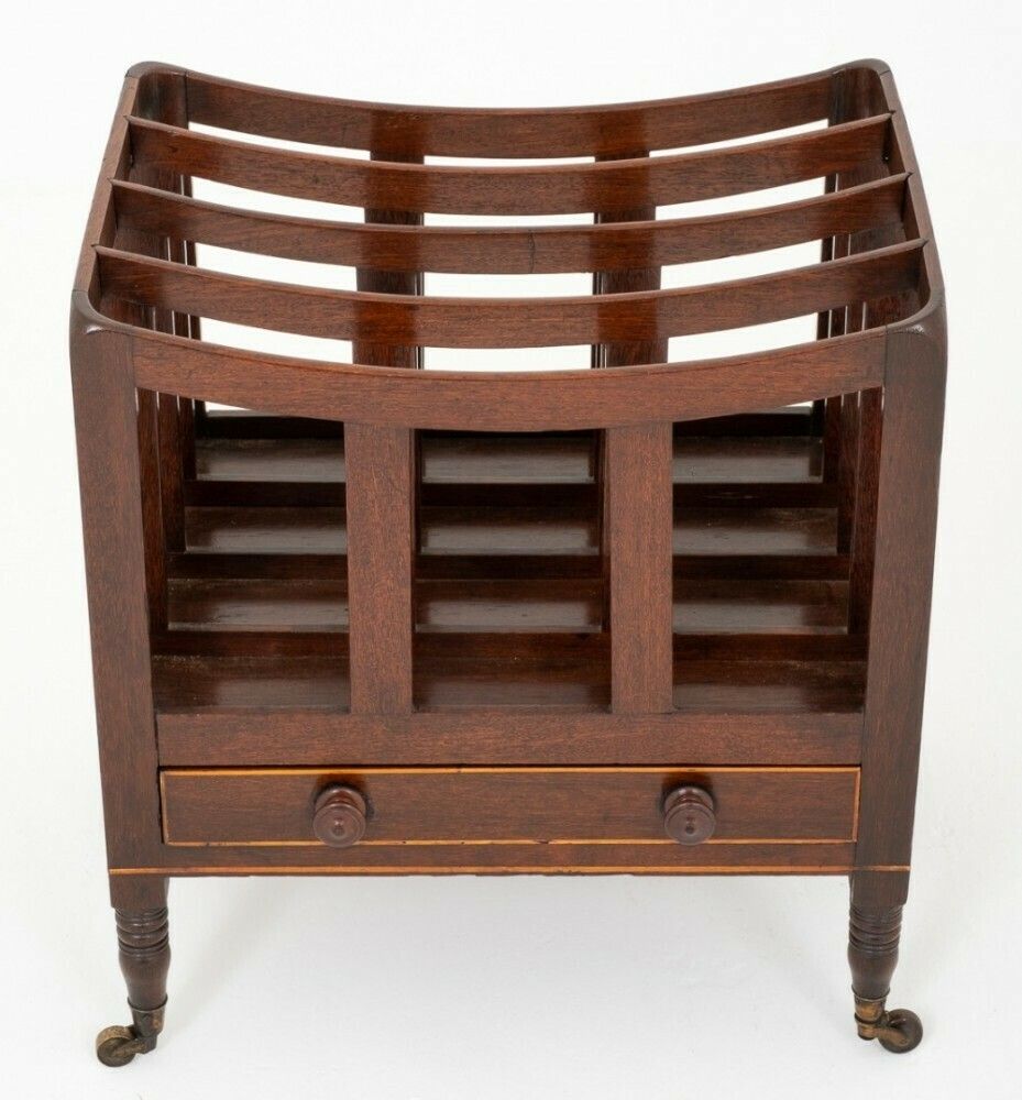 Mahogany Canterbury Antique Paper Magazine Rack photo buy