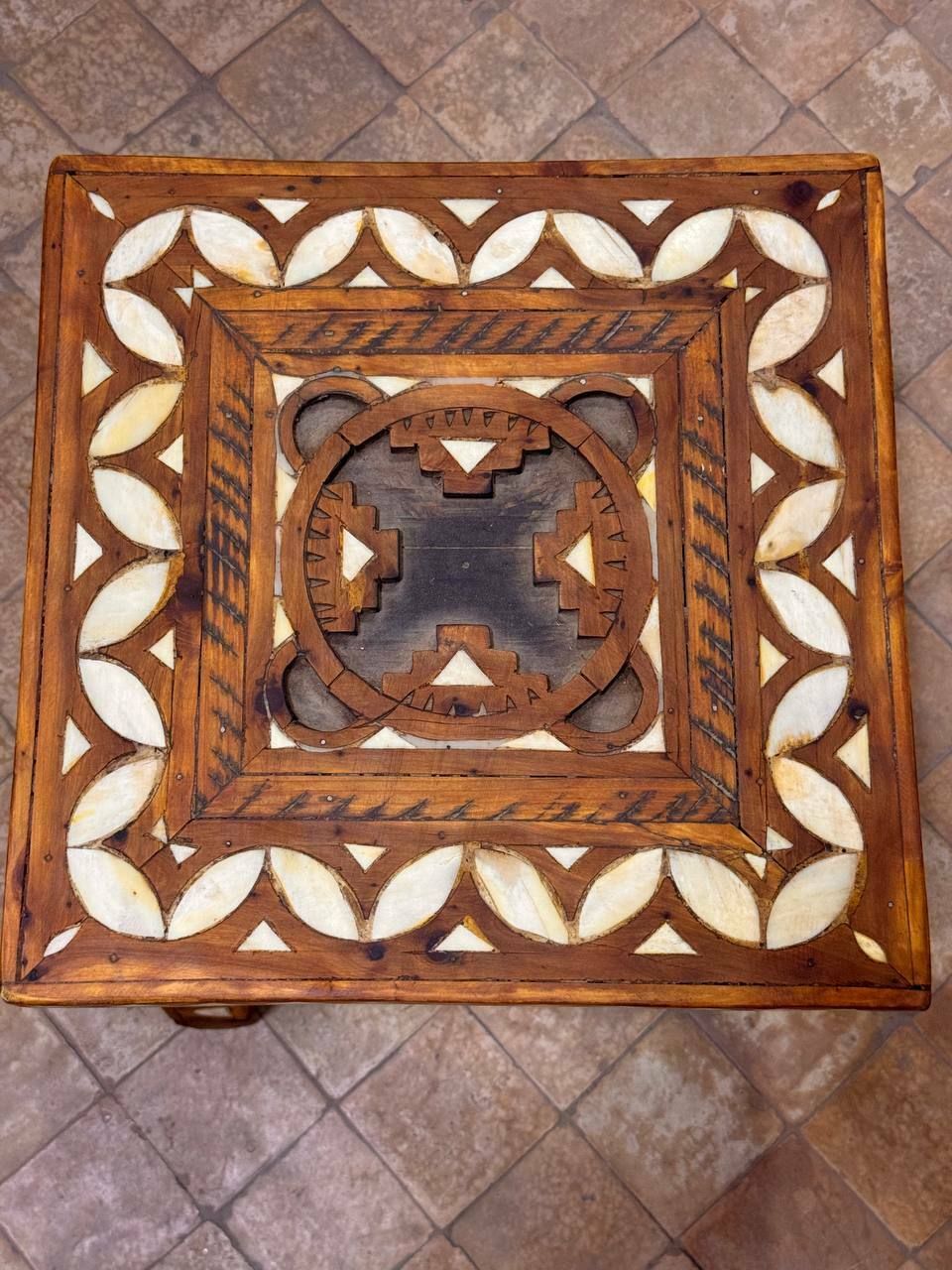 High End Vintage Camel Bone Inlay Moroccan Wooden Table For Living Room Bedroom photo for sale