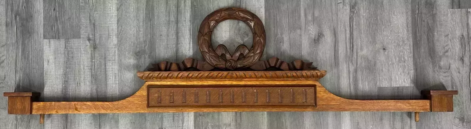 Antique French Hand Carved Wood Solid Oak Pediment   Crown