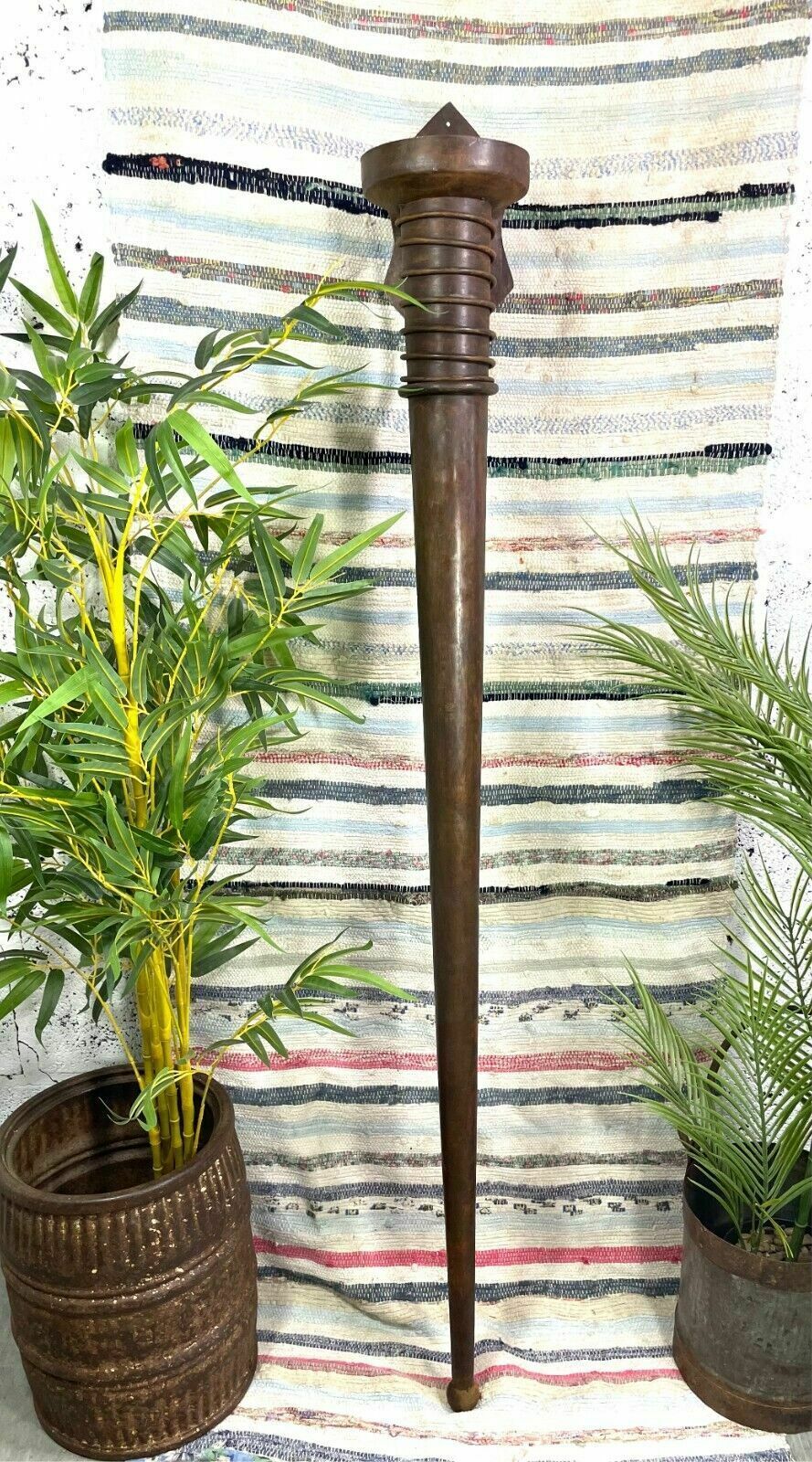 Large Rustic Reclaimed Metal Medieval Torche Torch Candle Holder Wedding Prop photo furniture