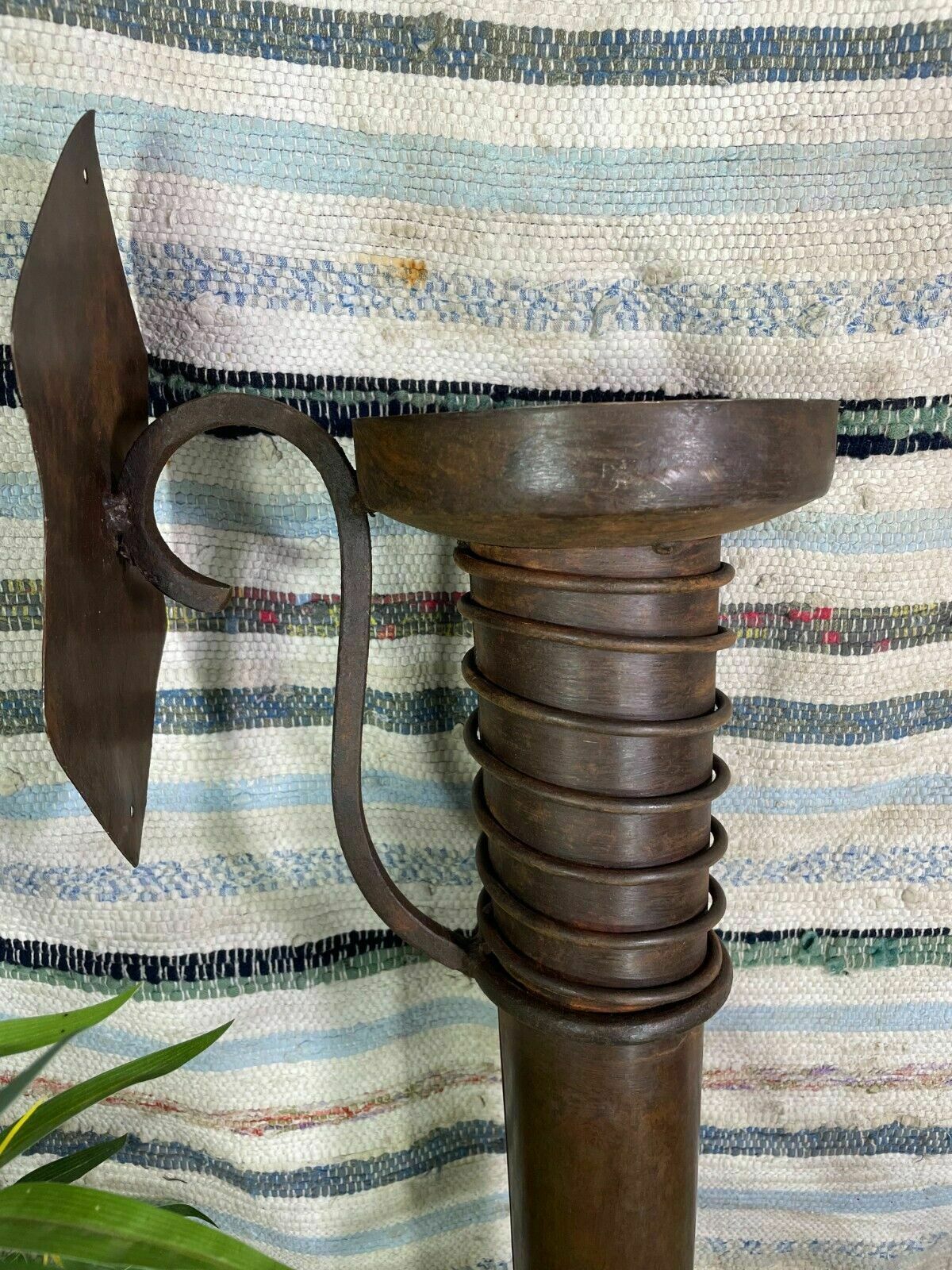 photo for sale Large Rustic Reclaimed Metal Medieval Torche Torch Candle Holder Wedding Prop