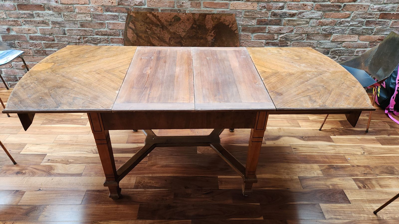 photo for sale Extendable Dining Table Mahogany With Copper Top, 4 To 8 Seats (88×120/161/203cm)
