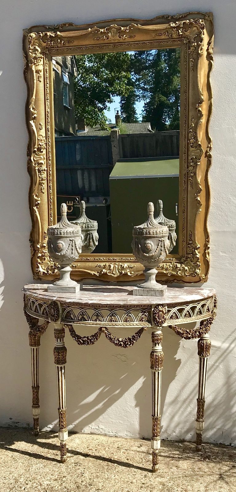 Antique French Loui XVI Gilt & Painted Consol 17th Century