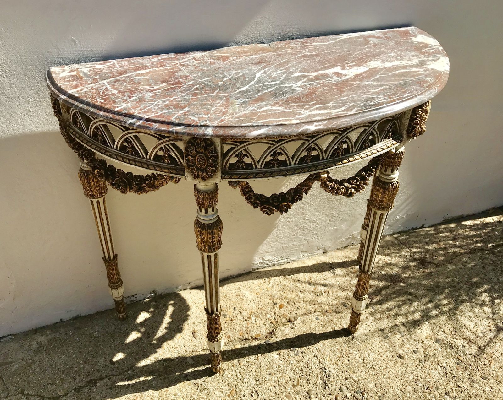 Antique French Loui XVI Gilt & Painted Consol 17th Century photo 1500.0