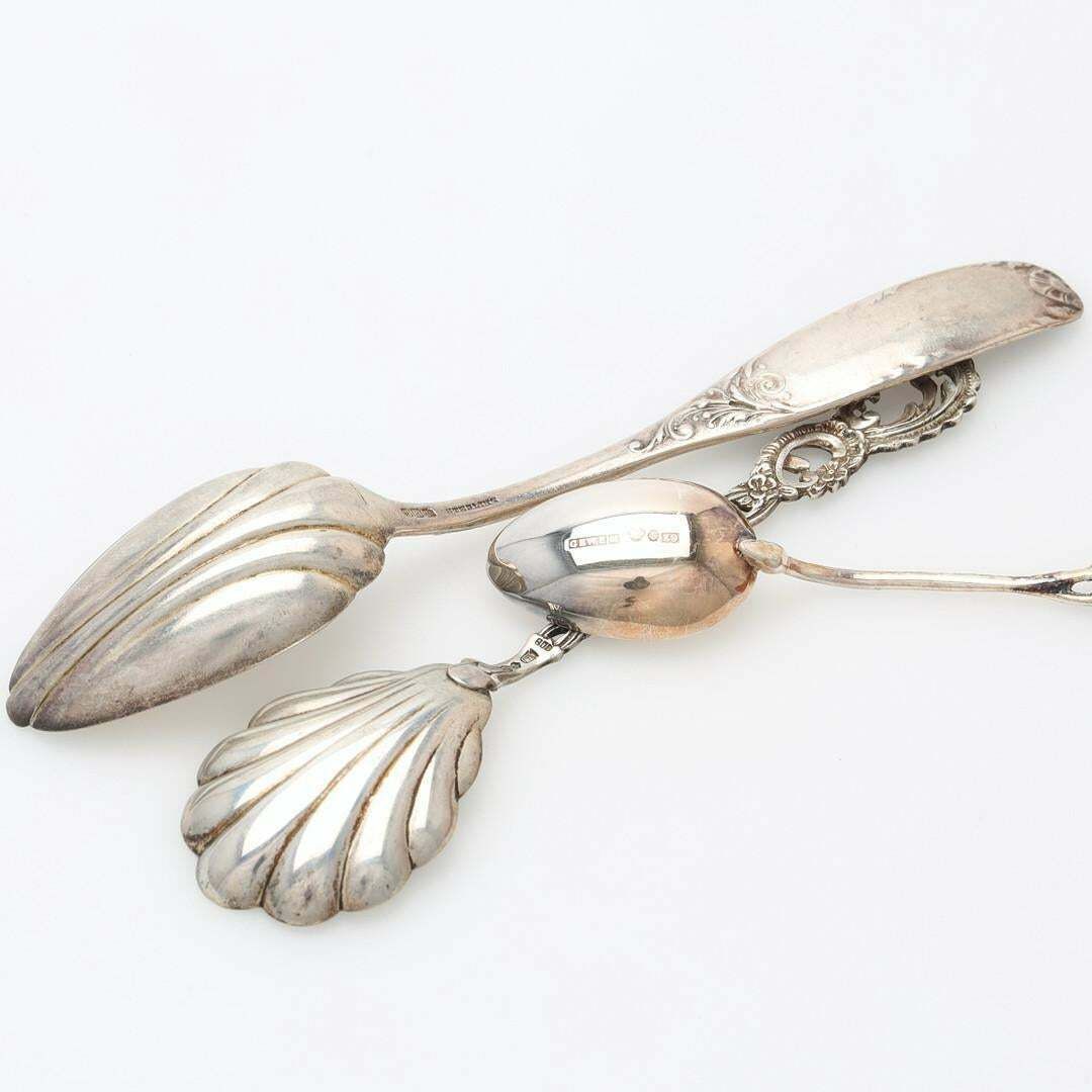 Exclusive Tea Coffee Spoons, 12pcs. Sterling Silver & Box Cake Spatula & Tongs. photo for sale
