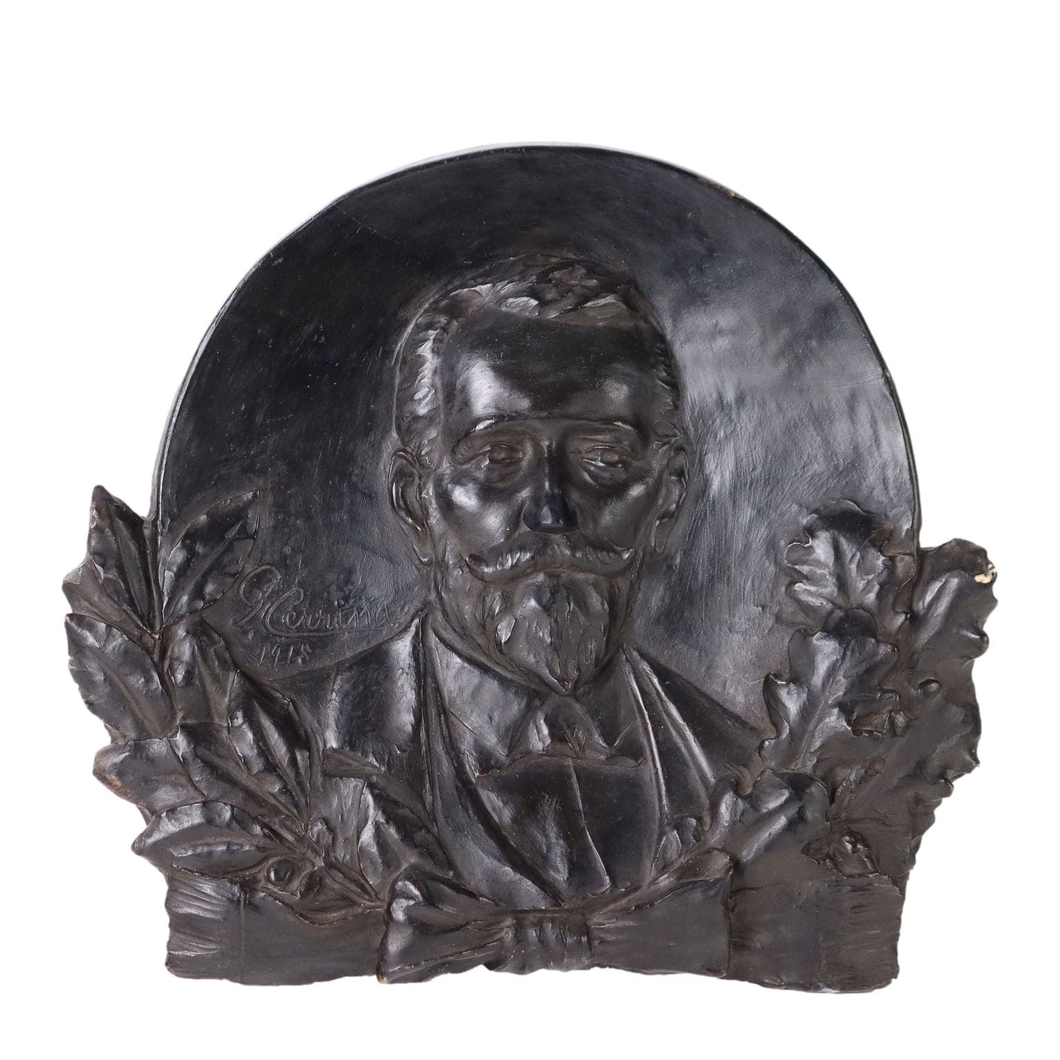 Antique Plaster Plaque Portrait Of A Man Signed Cerrina XX Century