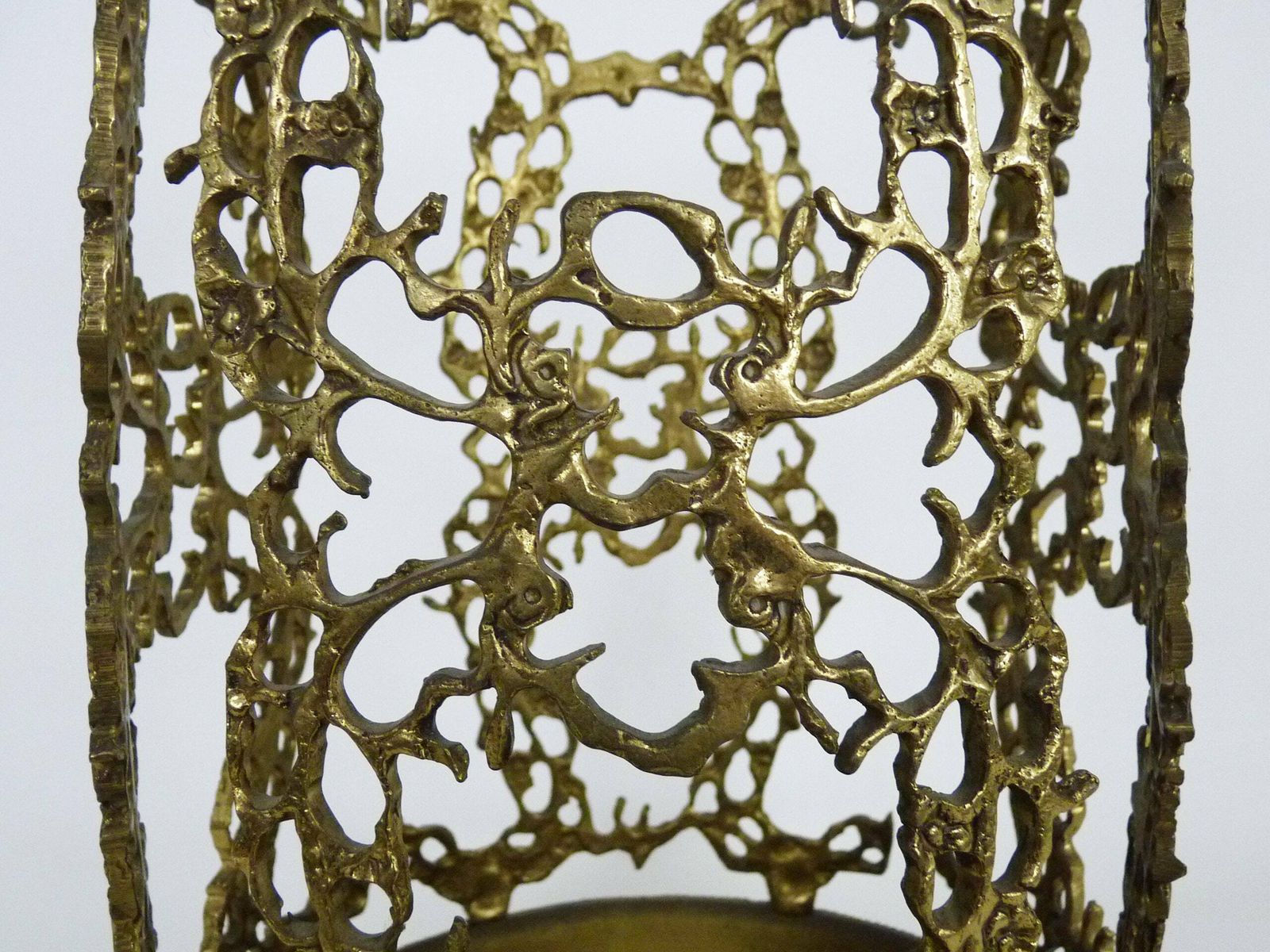 Umbrella Stand, Openwork Brass Cane Holder 37.5x23 Cm   14.76x9.05 "70s 80s photo 627.0