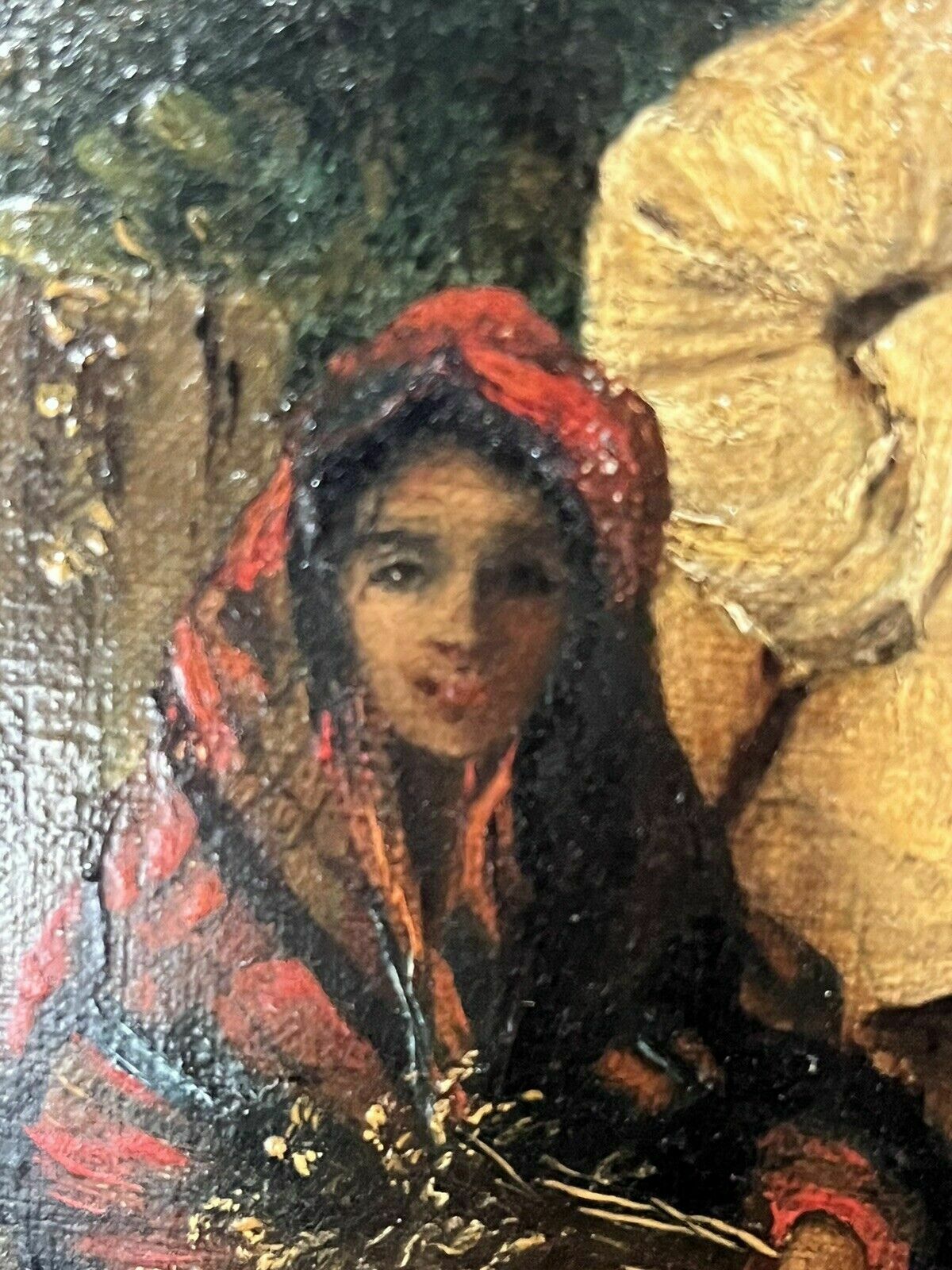 Antique Oil Painting . Oil On Canvas In Gold Gilt Frame. photo furniture