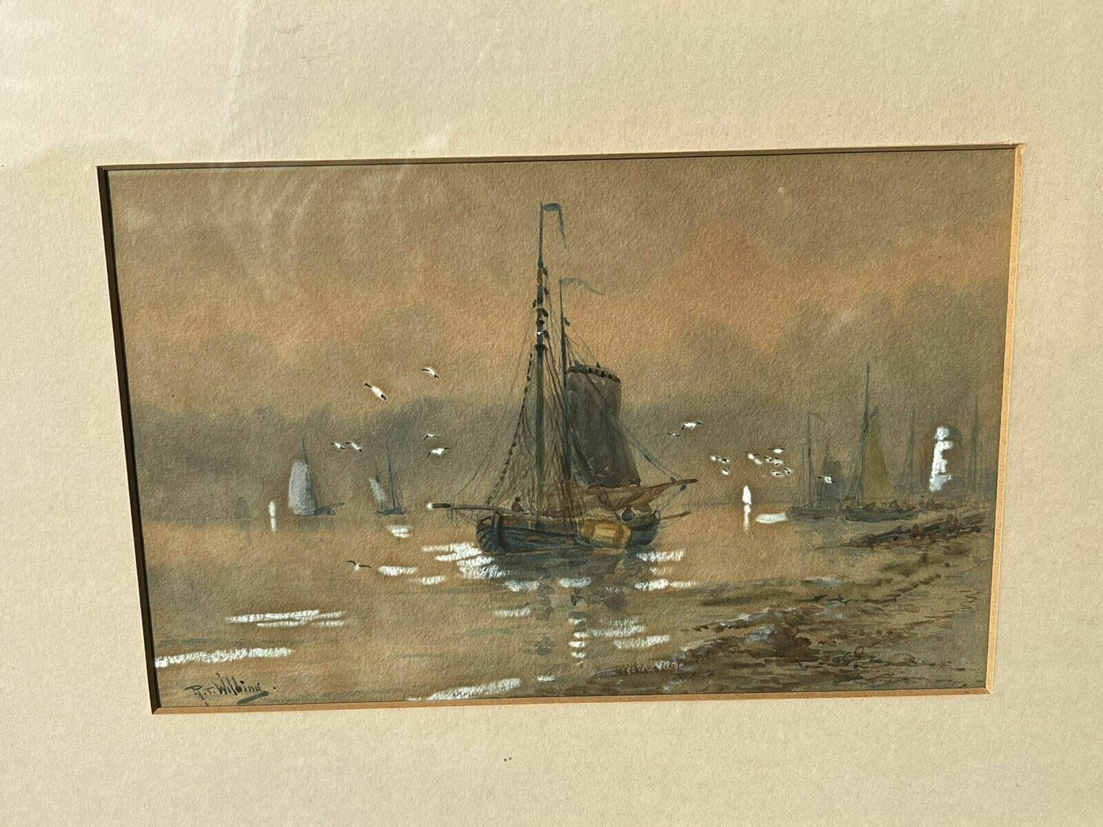 2 Marine/ Maritime Watercolours Paintings, Both Signed photo Art