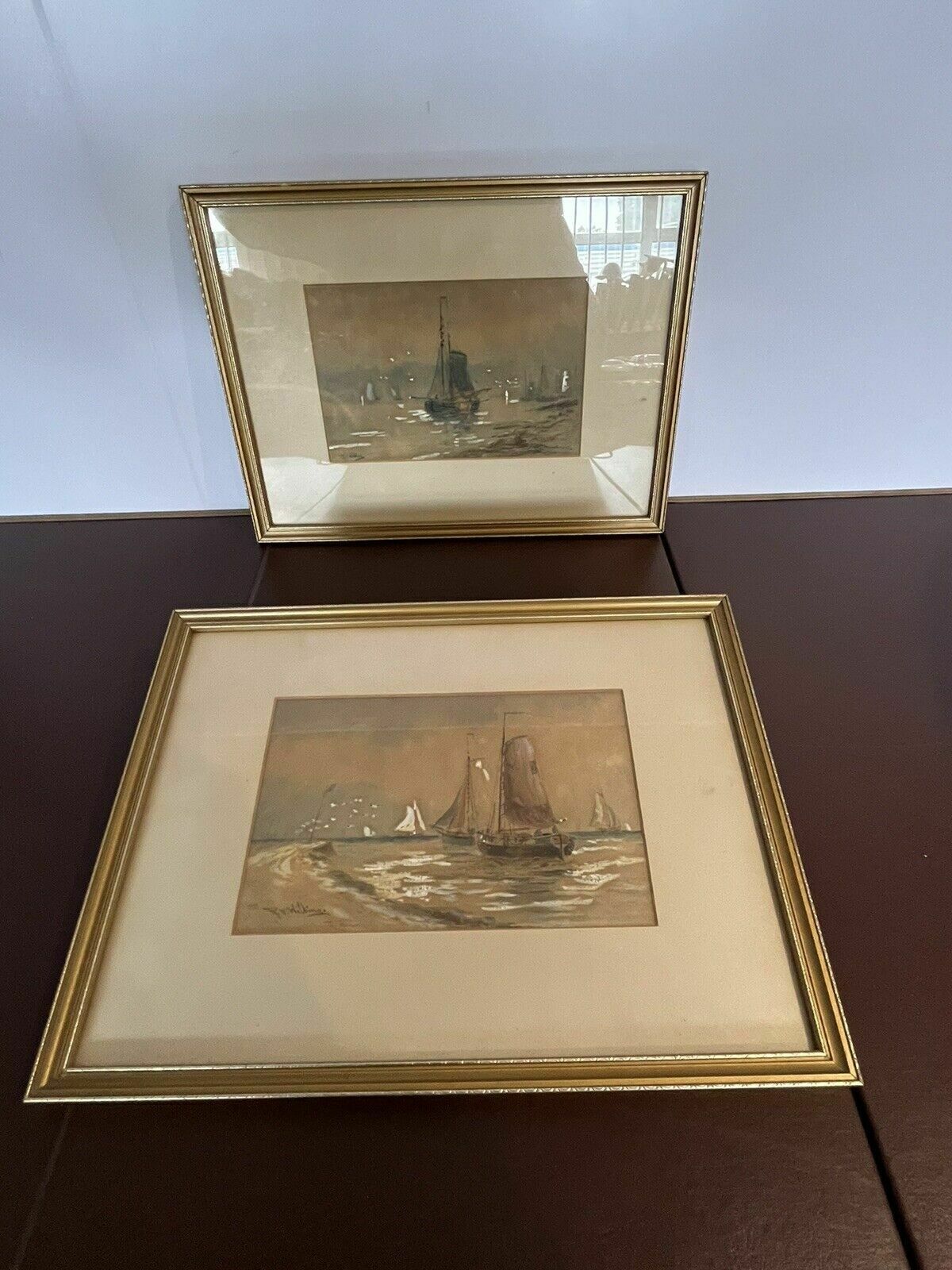 photo furniture 2 Marine/ Maritime Watercolours Paintings, Both Signed