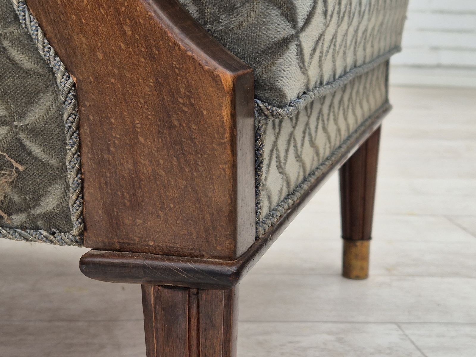 photo buy 1960s, Danish Armchair, Original Very Good Condition, Furniture Velour, Beech Wood.